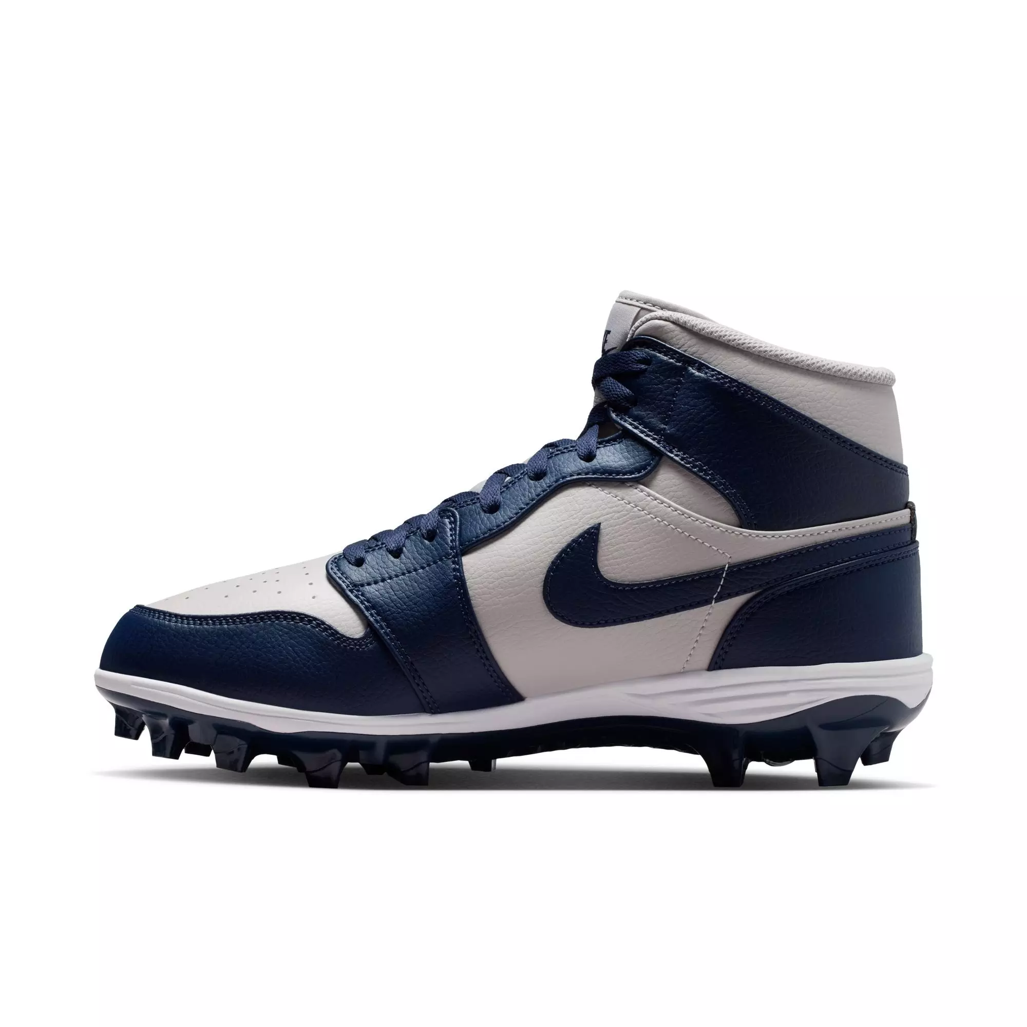 Jordan 1 Mid TD "Wolf Grey" Men's Football Cleat - WOLF GREY/COLLEGE NAVY/WHITE