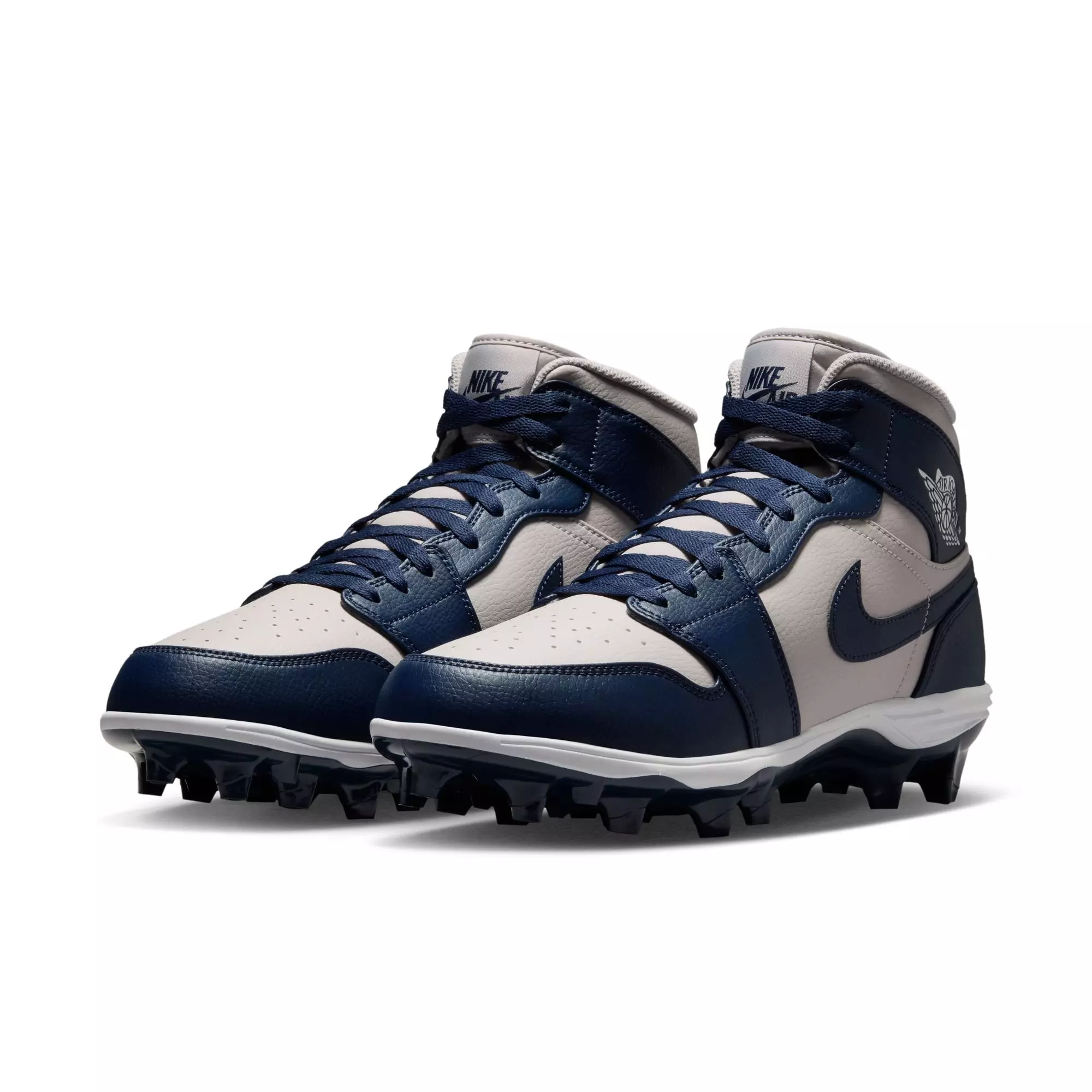 Jordan 1 Mid TD "Wolf Grey" Men's Football Cleat - WOLF GREY/COLLEGE NAVY/WHITE