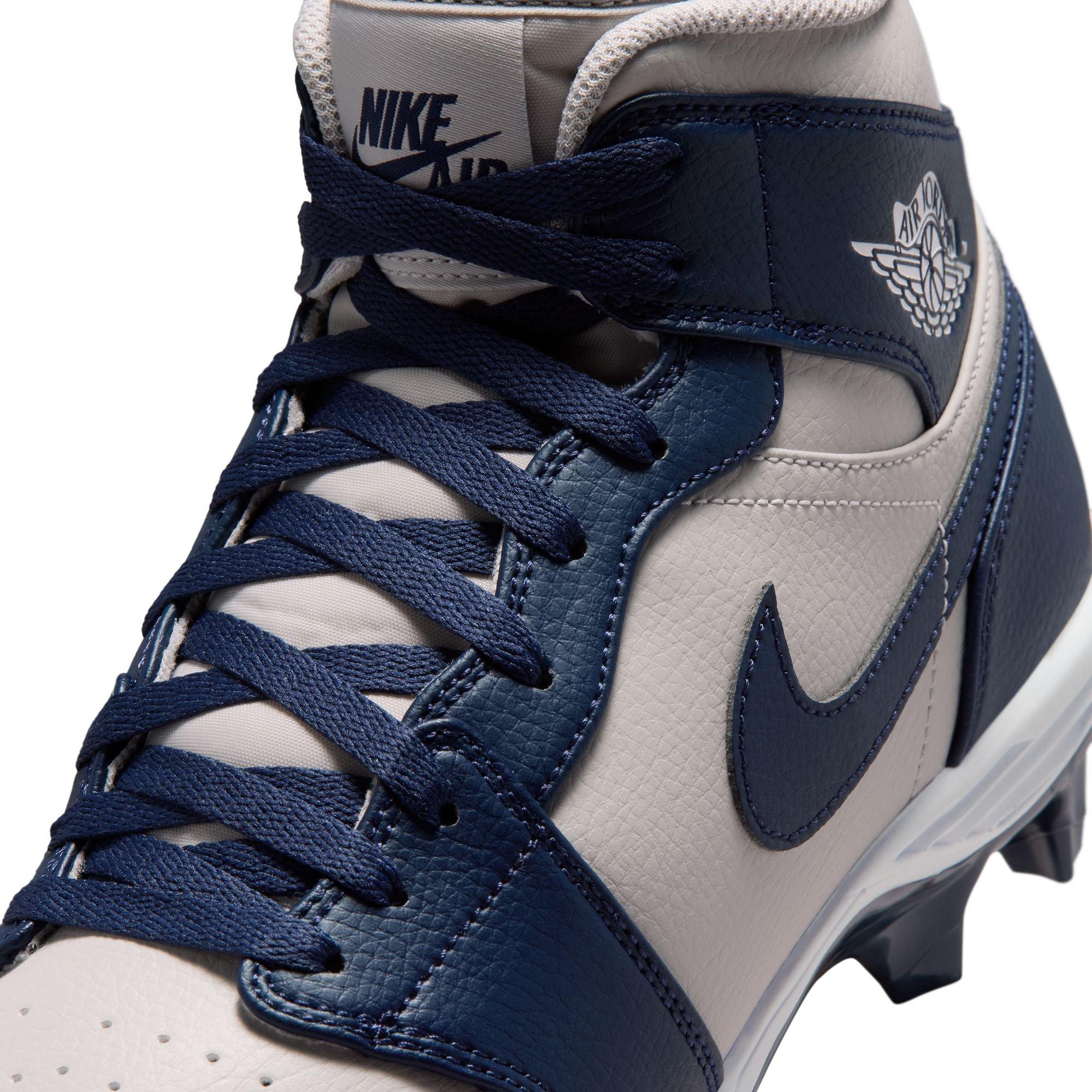 Jordan 1 Mid TD "Wolf Grey" Men's Football Cleat - WOLF GREY/COLLEGE NAVY/WHITE Thumbnail View 5