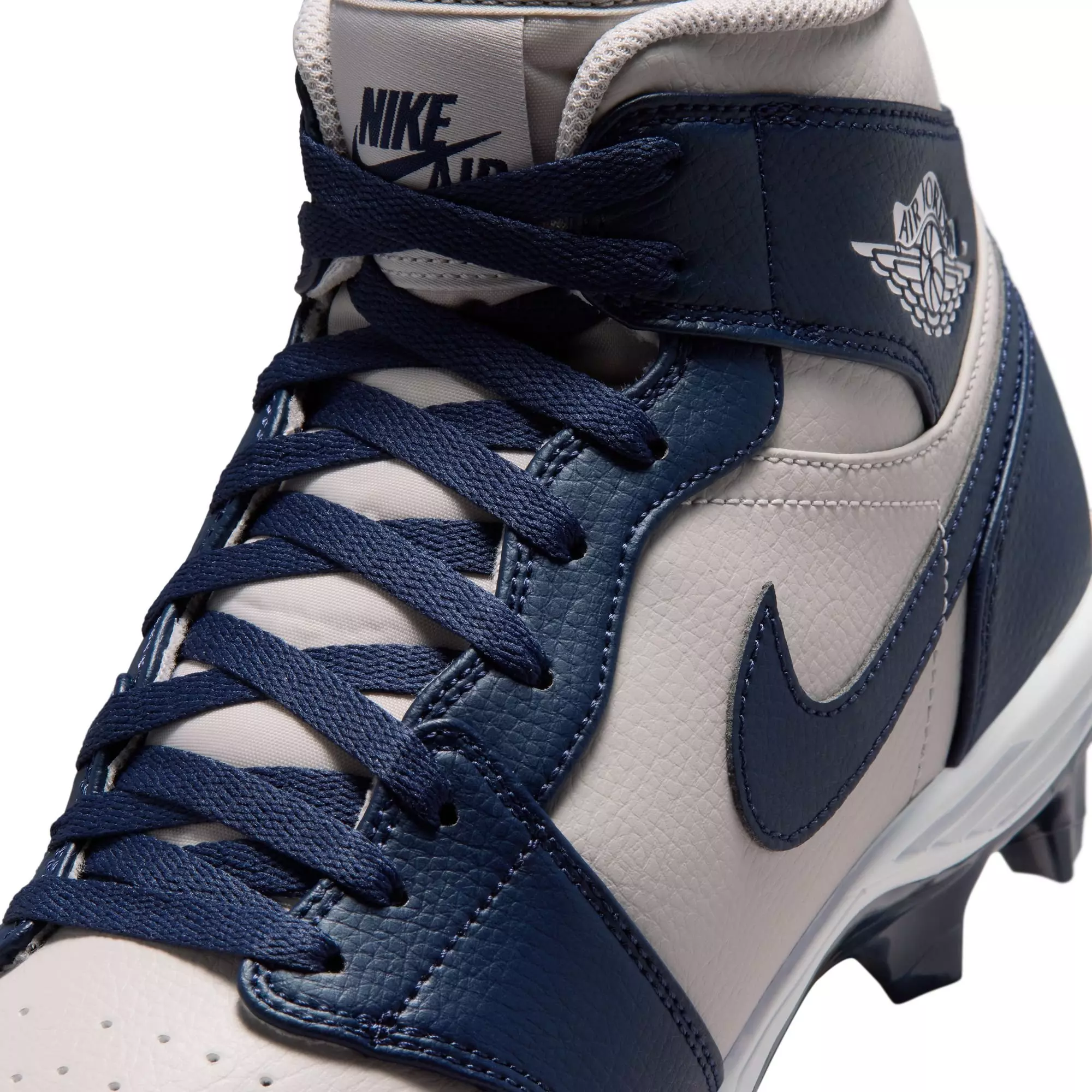 Jordan 1 Mid TD "Wolf Grey" Men's Football Cleat - WOLF GREY/COLLEGE NAVY/WHITE