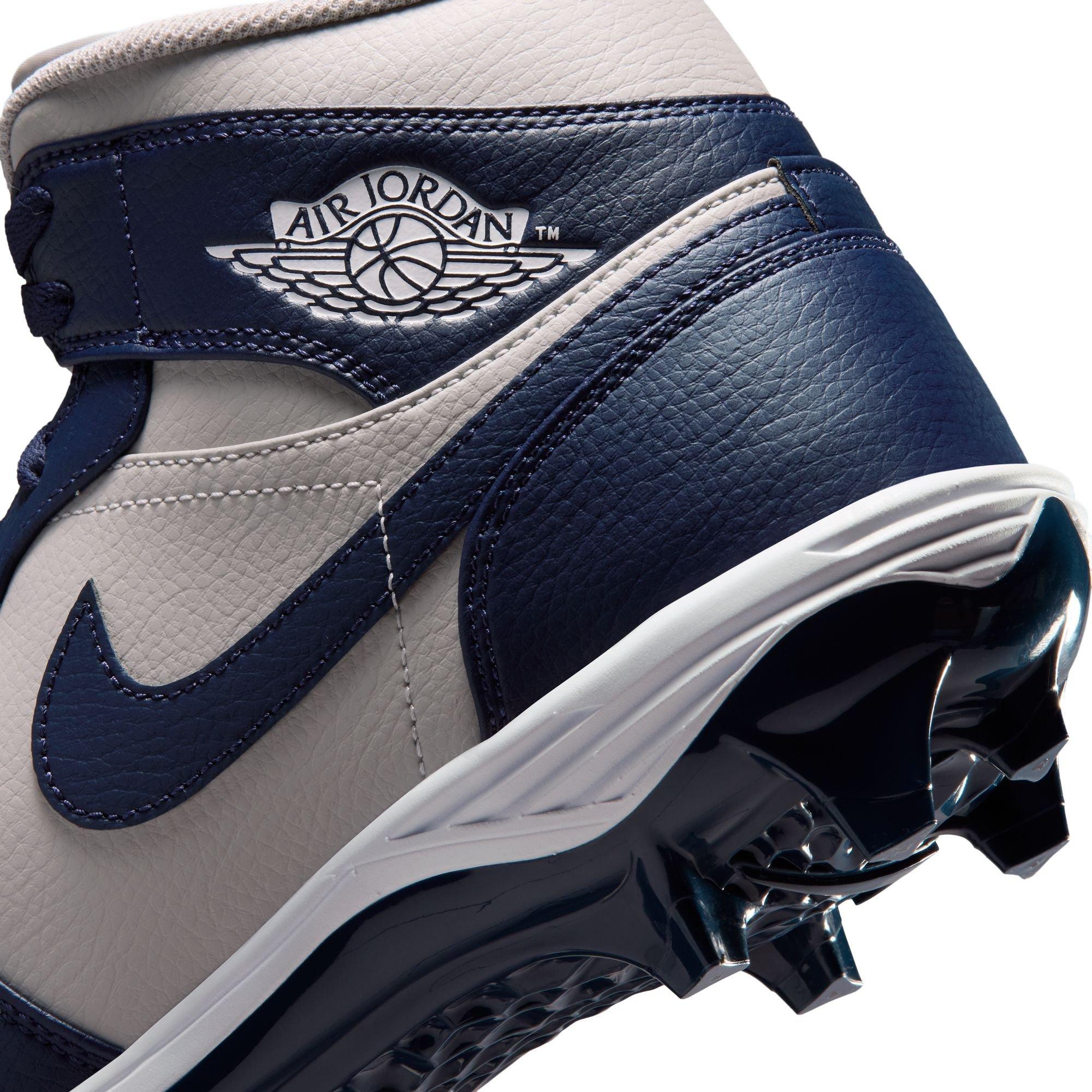 Jordan 1 Mid TD "Wolf Grey" Men's Football Cleat - WOLF GREY/COLLEGE NAVY/WHITE Thumbnail View 6