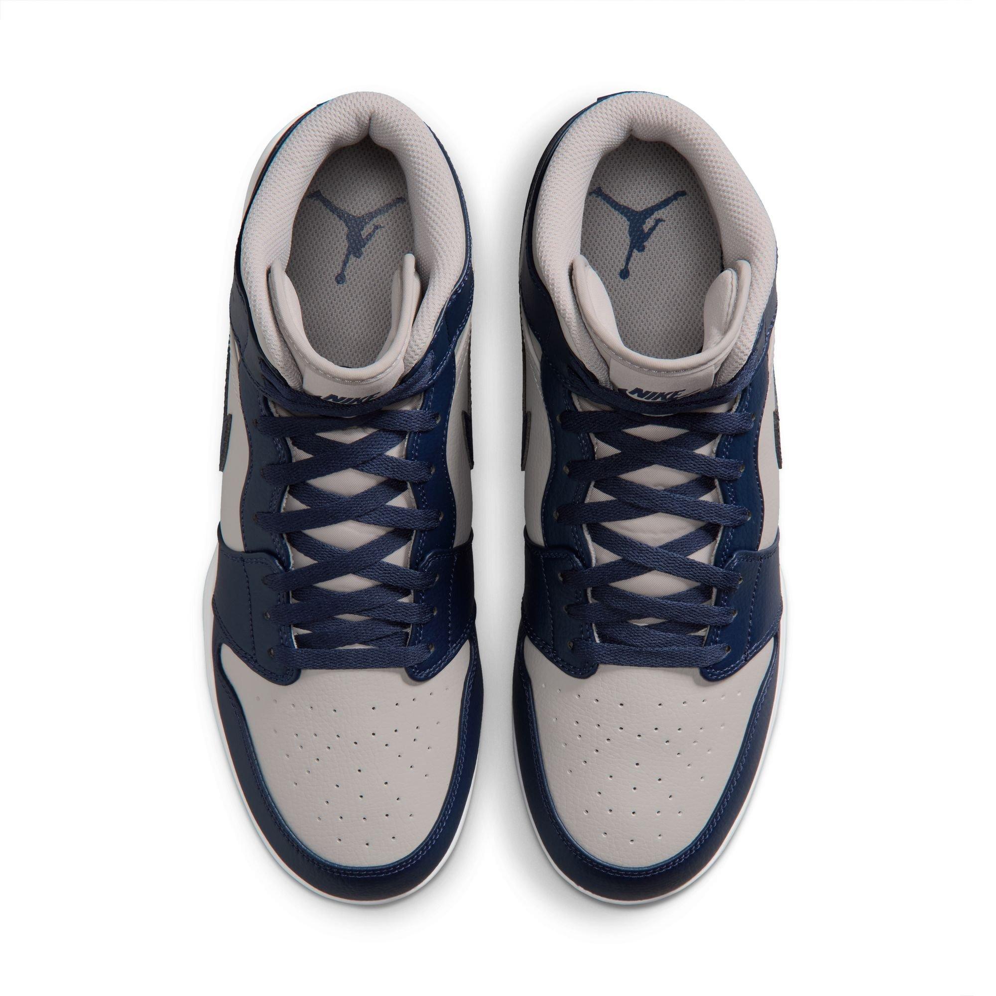 Jordan 1 Mid TD "Wolf Grey" Men's Football Cleat - WOLF GREY/COLLEGE NAVY/WHITE Thumbnail View 12