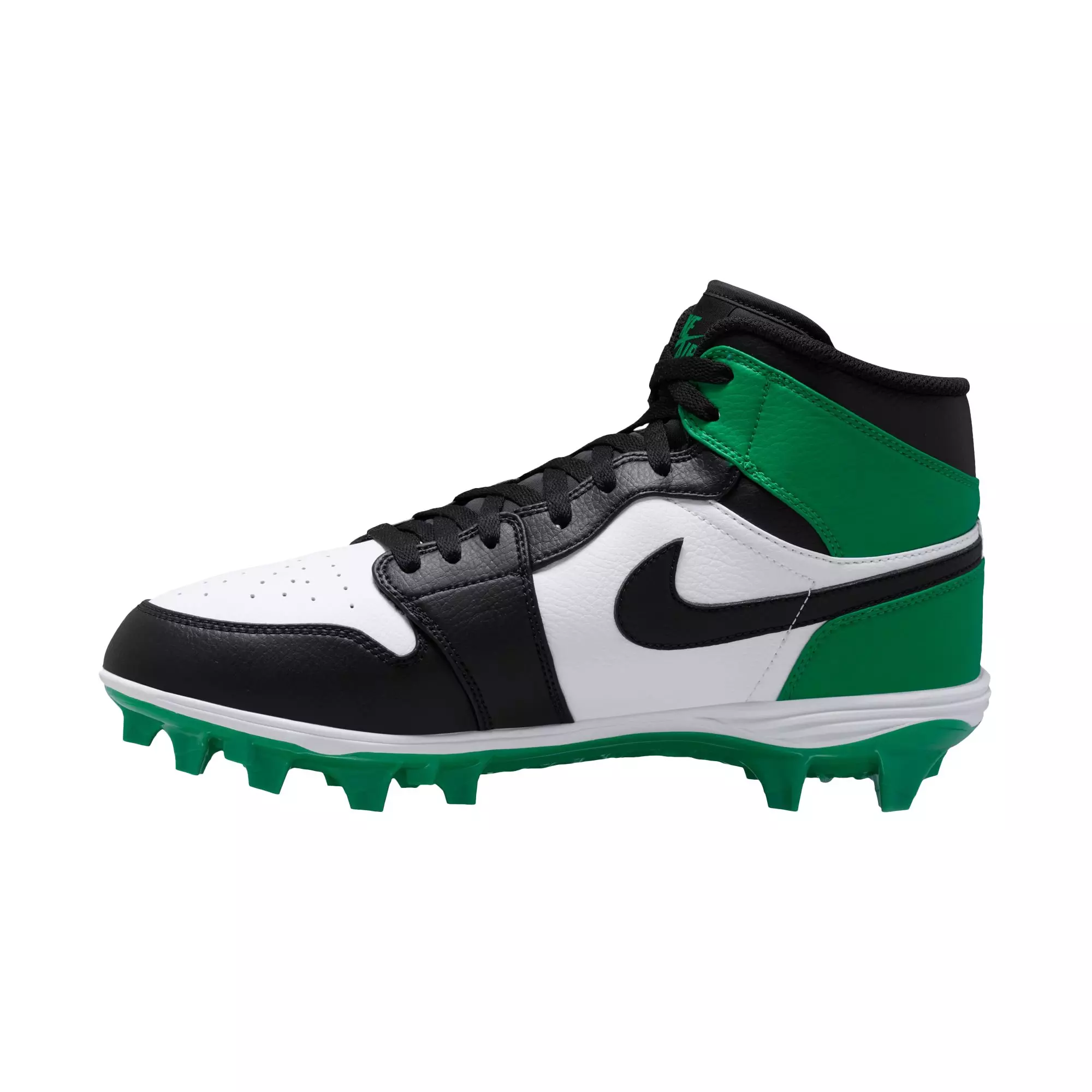 Jordan 1 Mid TD "Black/Lucky Green" Men's Football Cleat - BLACK/LUCKY GREEN/WHITE