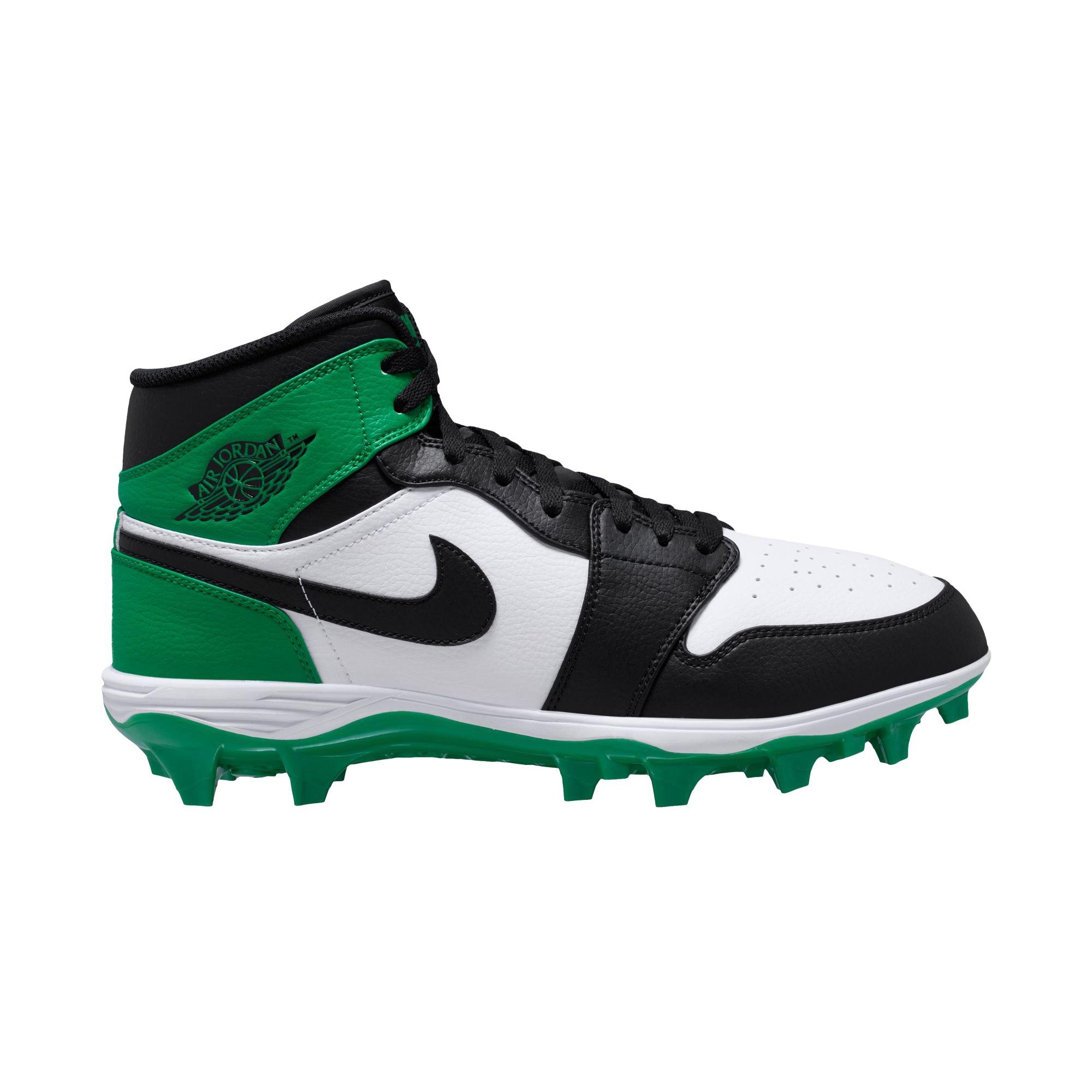 Jordan 1 Mid TD "Black/Lucky Green" Men's Football Cleat - BLACK/LUCKY GREEN/WHITE Thumbnail View 2