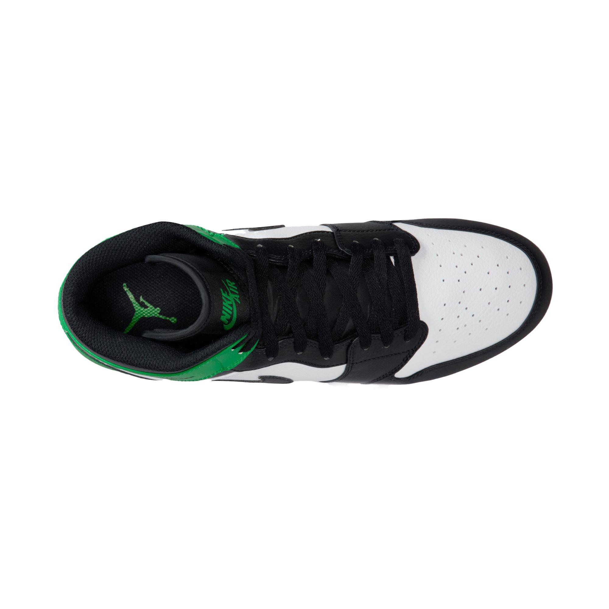 Jordan 1 Mid TD "Black/Lucky Green" Men's Football Cleat - BLACK/LUCKY GREEN/WHITE Thumbnail View 4