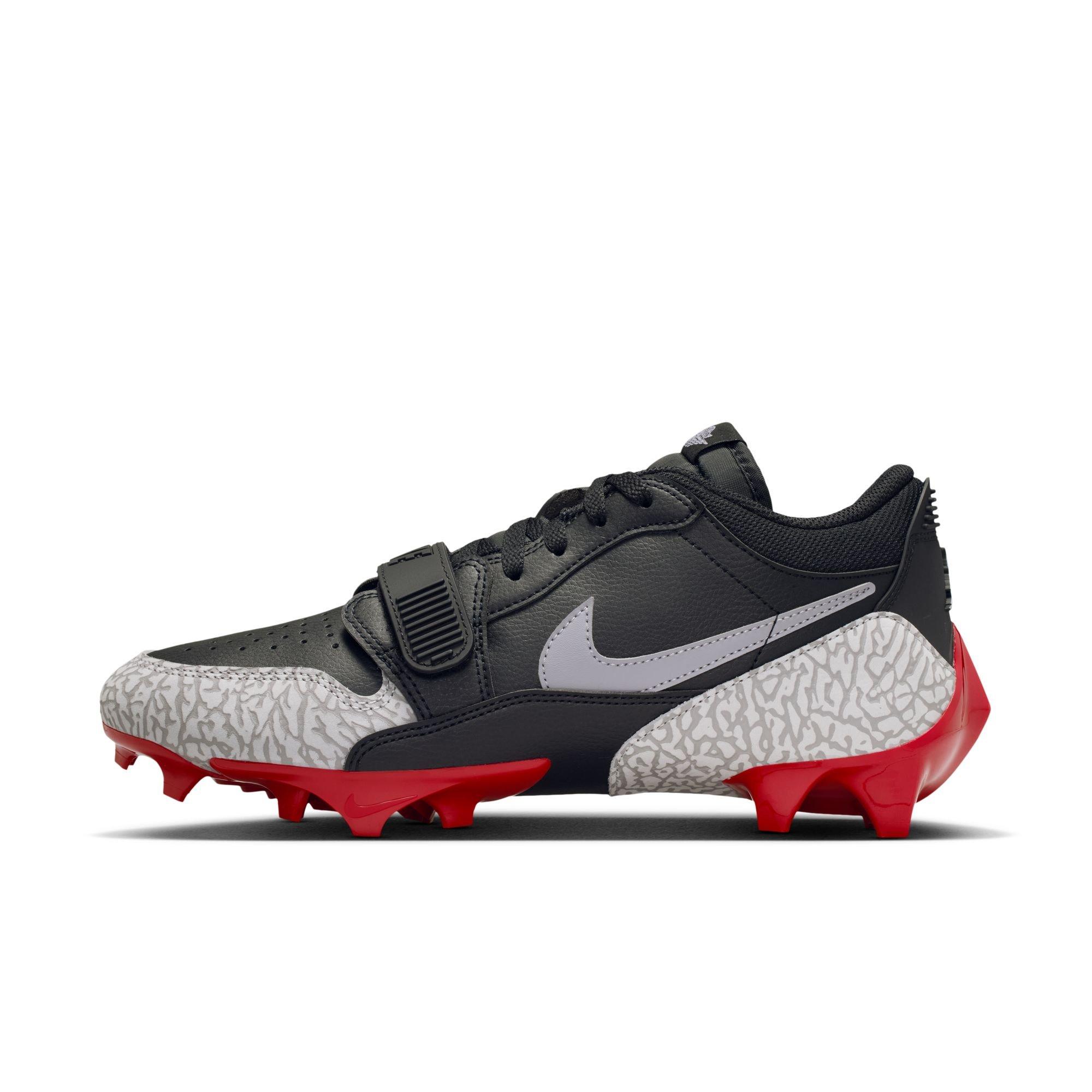 Jordan Legacy 312 Low TD "Black/Cement Grey/White/Varsity Red" Men's Football Cleat - BLACK/GREY/RED Thumbnail View 3