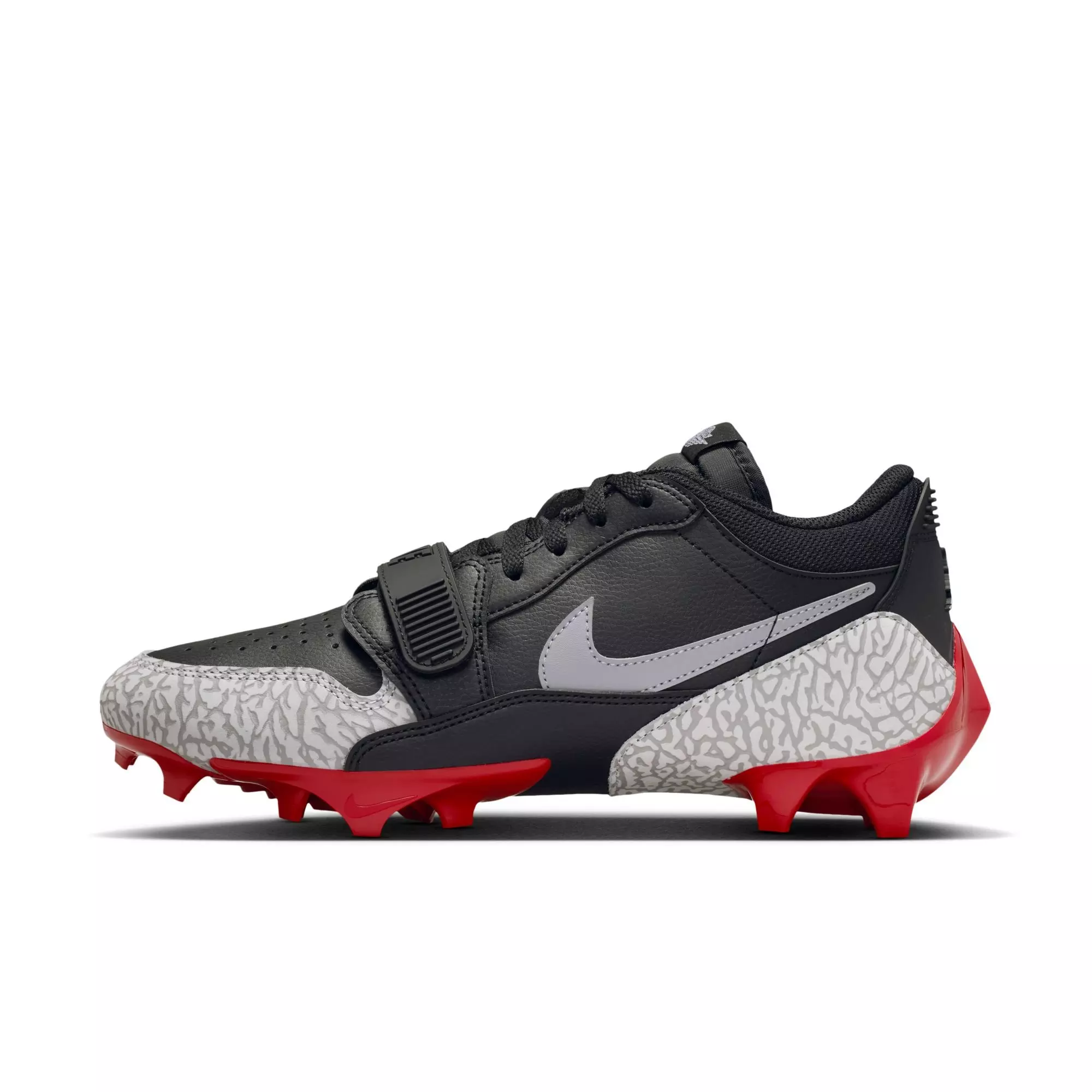 Jordan Legacy 312 Low TD "Black/Cement Grey/White/Varsity Red" Men's Football Cleat - BLACK/GREY/RED
