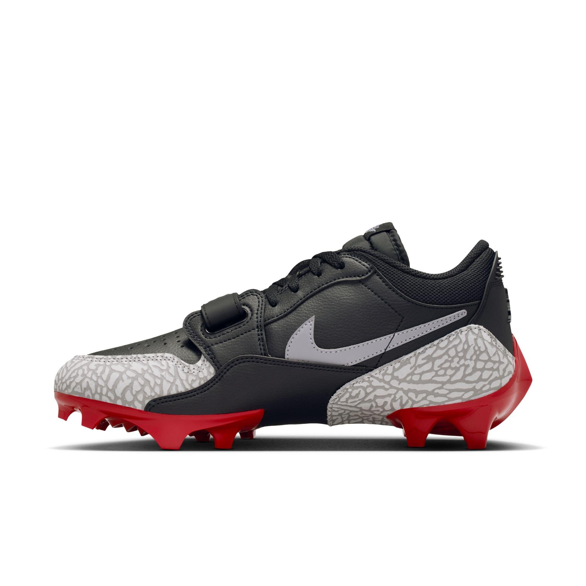 Jordan Legacy 312 Low TD "Black/Cement Grey/White/Varsity Red" Men's Football Cleat - BLACK/GREY/RED Thumbnail View 4