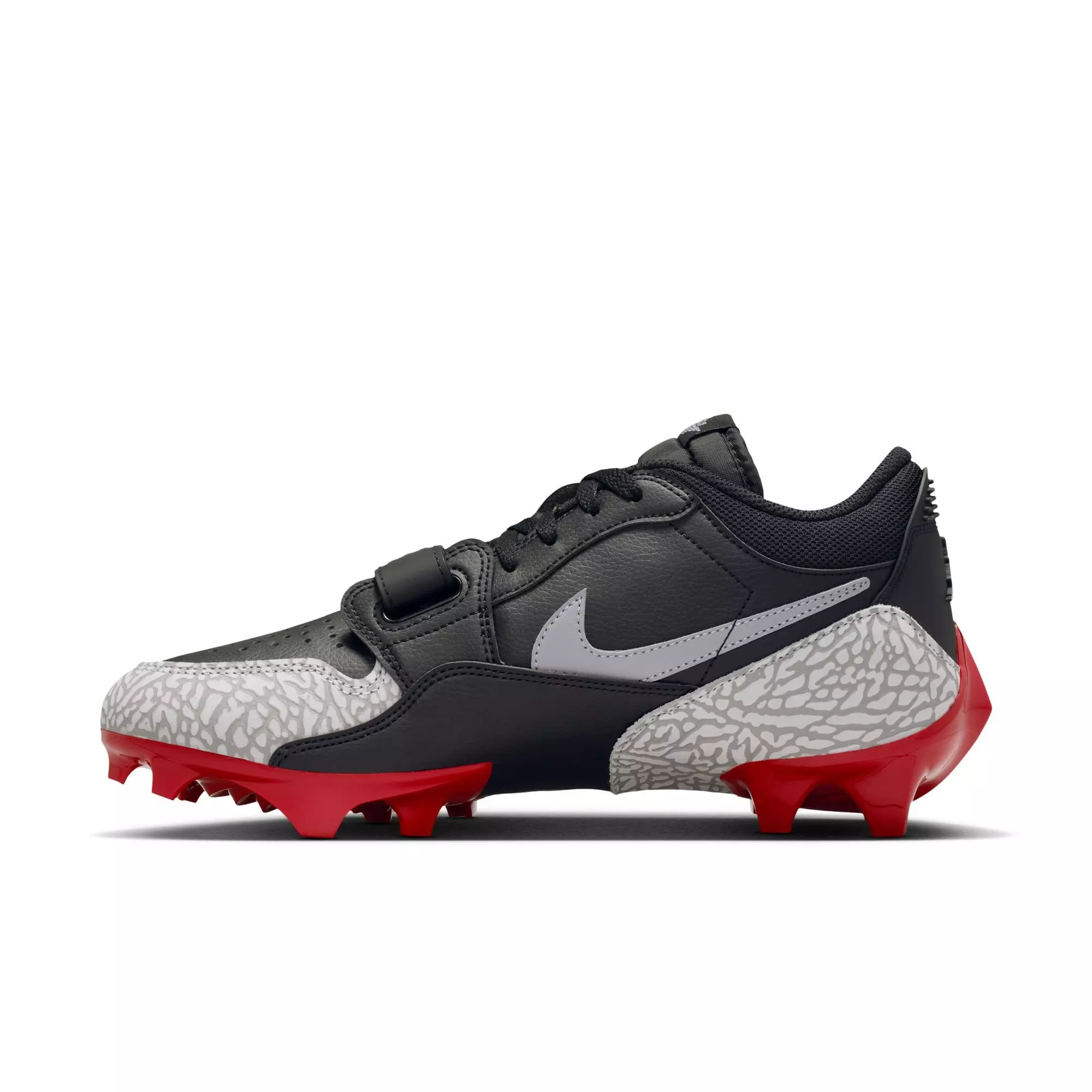 Jordan Legacy 312 Low TD "Black/Cement Grey/White/Varsity Red" Men's Football Cleat - BLACK/GREY/RED