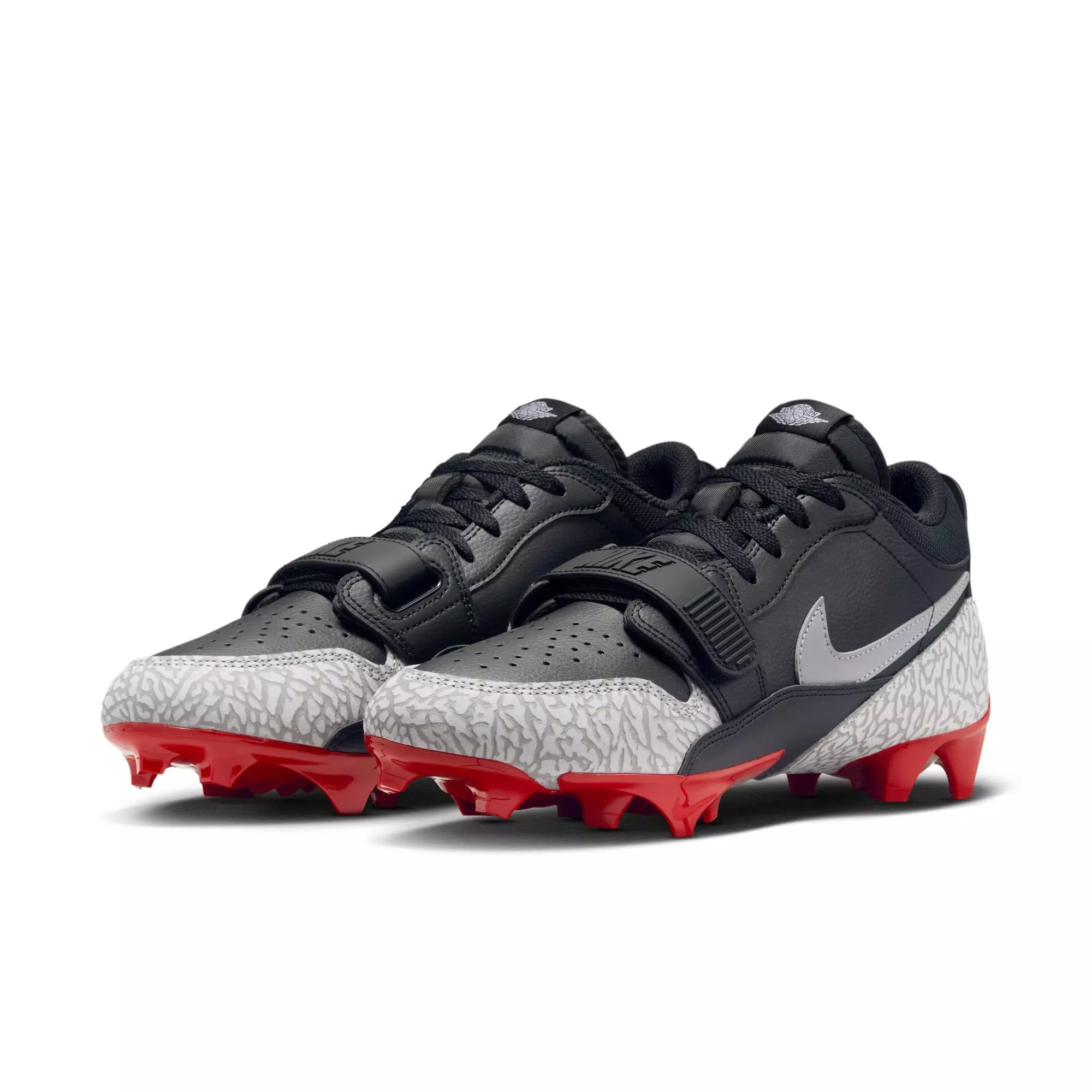 Jordan Legacy 312 Low TD "Black/Cement Grey/White/Varsity Red" Men's Football Cleat - BLACK/GREY/RED