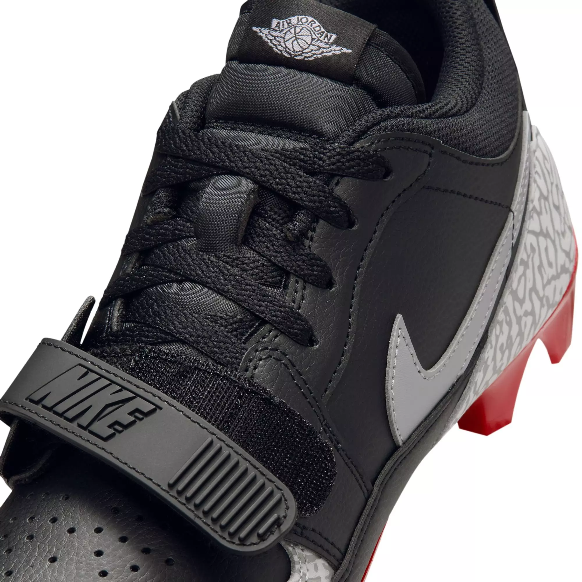 Jordan Legacy 312 Low TD "Black/Cement Grey/White/Varsity Red" Men's Football Cleat - BLACK/GREY/RED