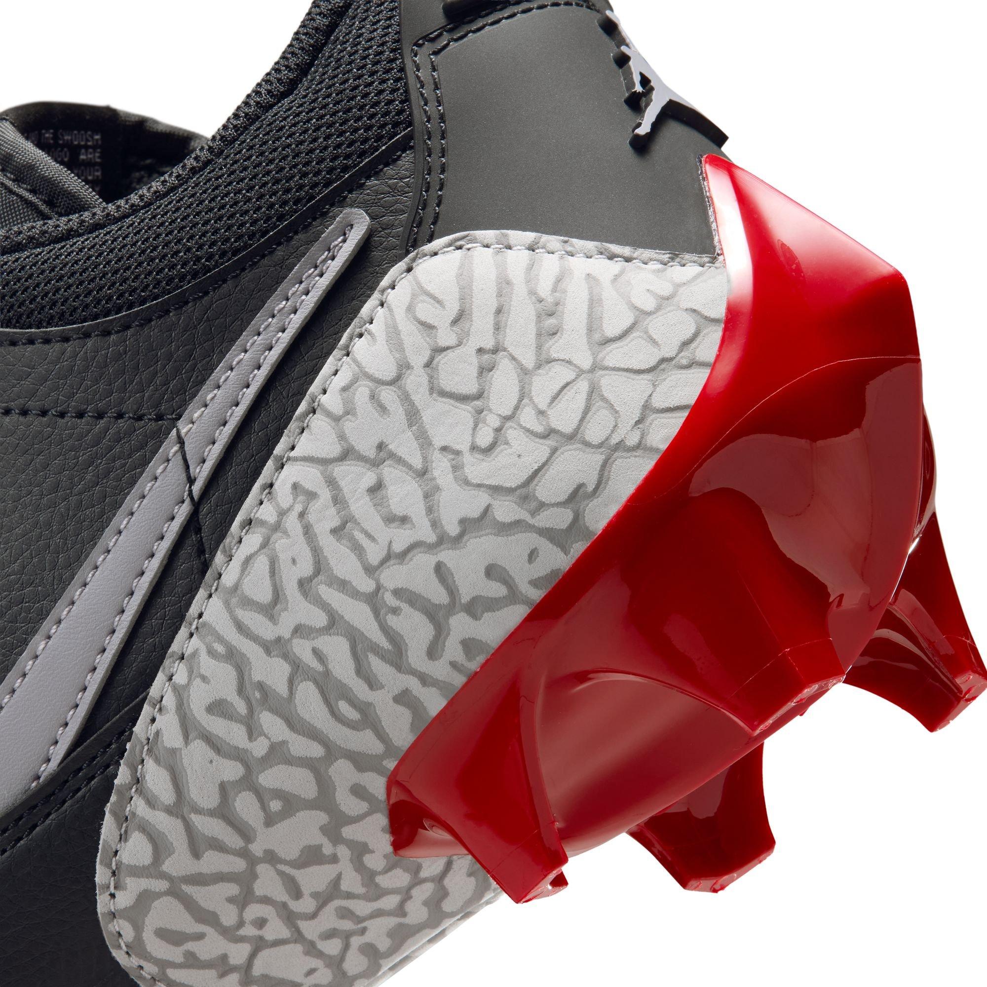 Jordan Legacy 312 Low TD "Black/Cement Grey/White/Varsity Red" Men's Football Cleat - BLACK/GREY/RED Thumbnail View 11