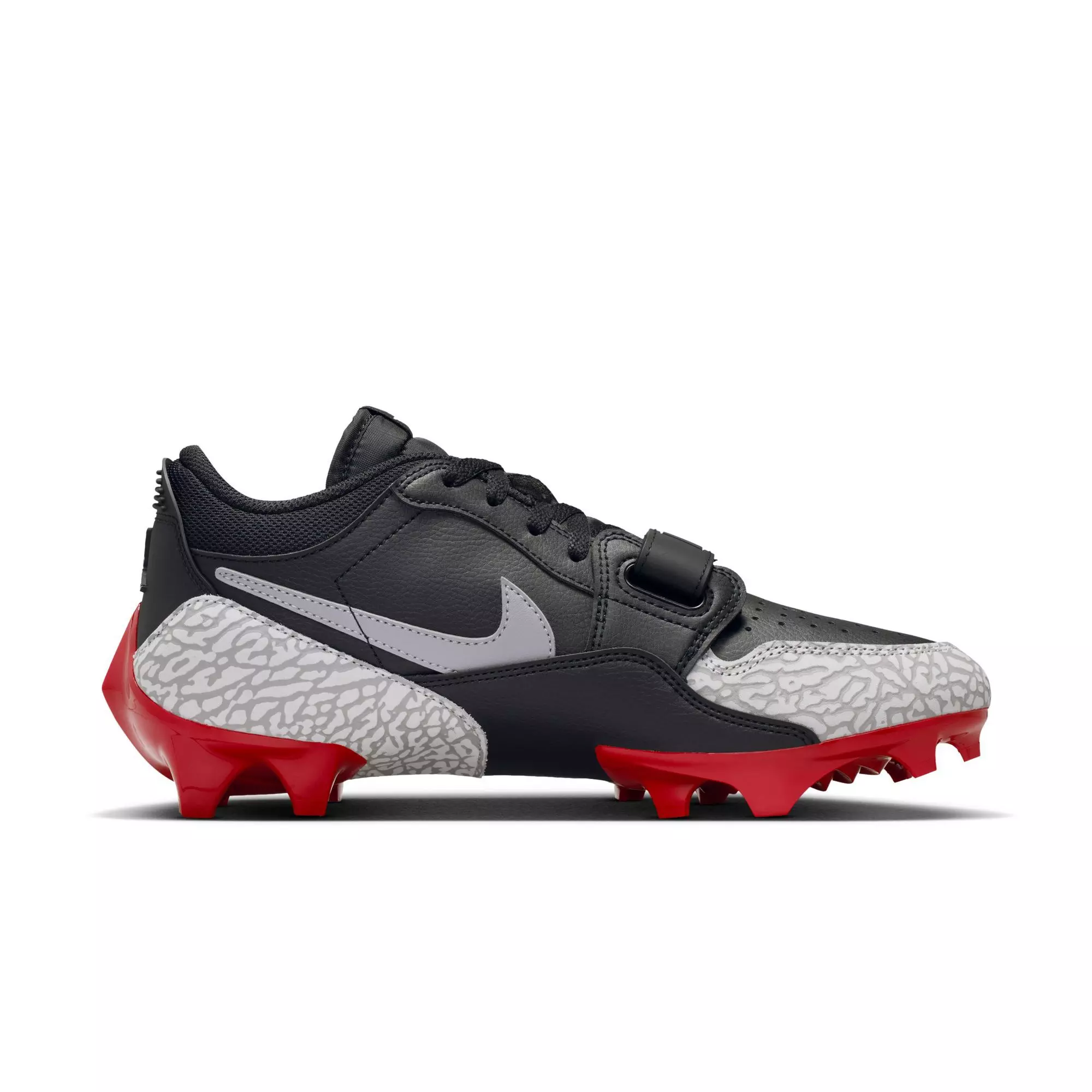 Jordan Legacy 312 Low TD "Black/Cement Grey/White/Varsity Red" Men's Football Cleat - BLACK/GREY/RED
