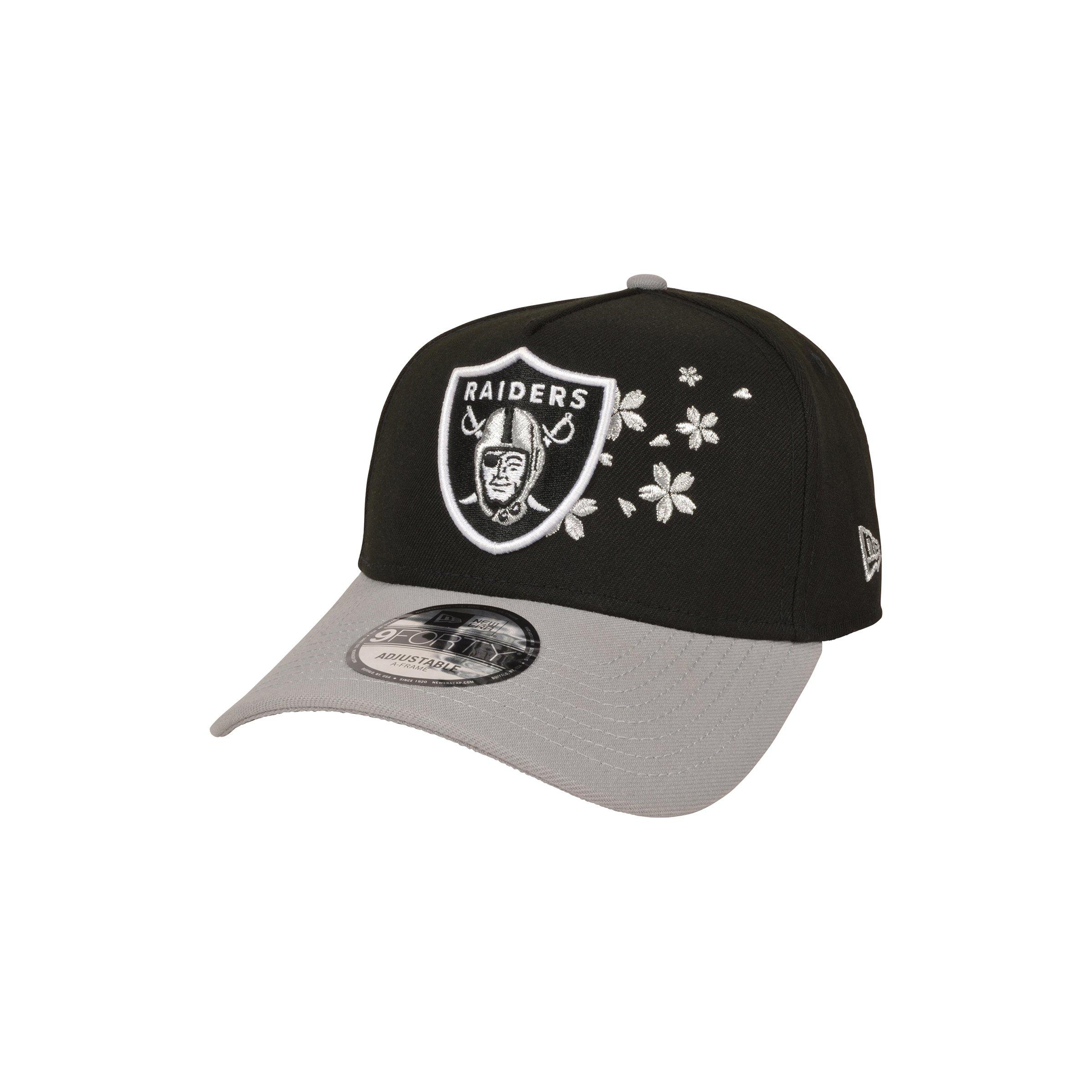 New Era Las Vegas Raiders 9FORTY A-Frame Cherry Blossom Snapback Hat - Black/Grey - BLACK/GREY Thumbnail View 1