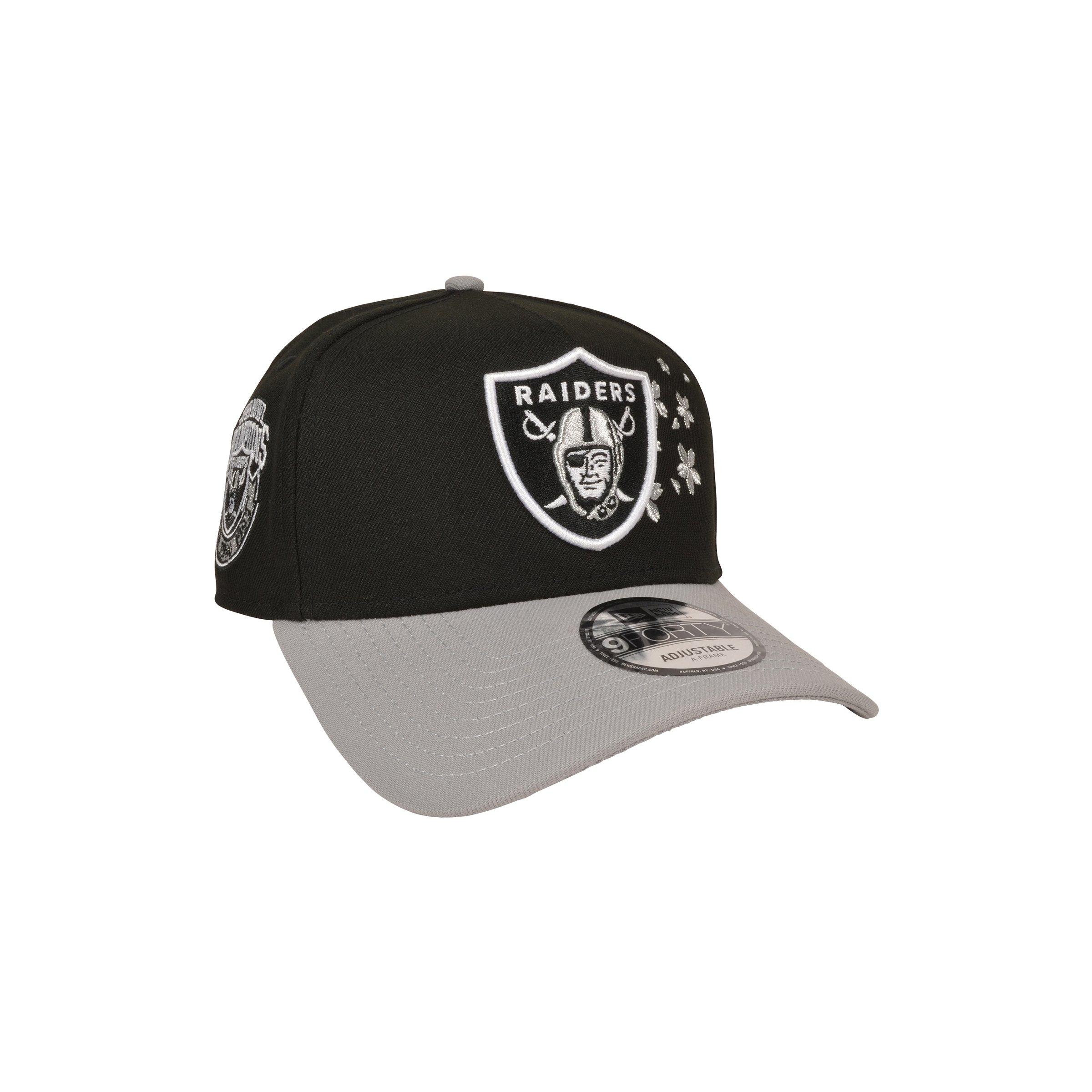 New Era Las Vegas Raiders 9FORTY A-Frame Cherry Blossom Black/Grey Snapback Hat