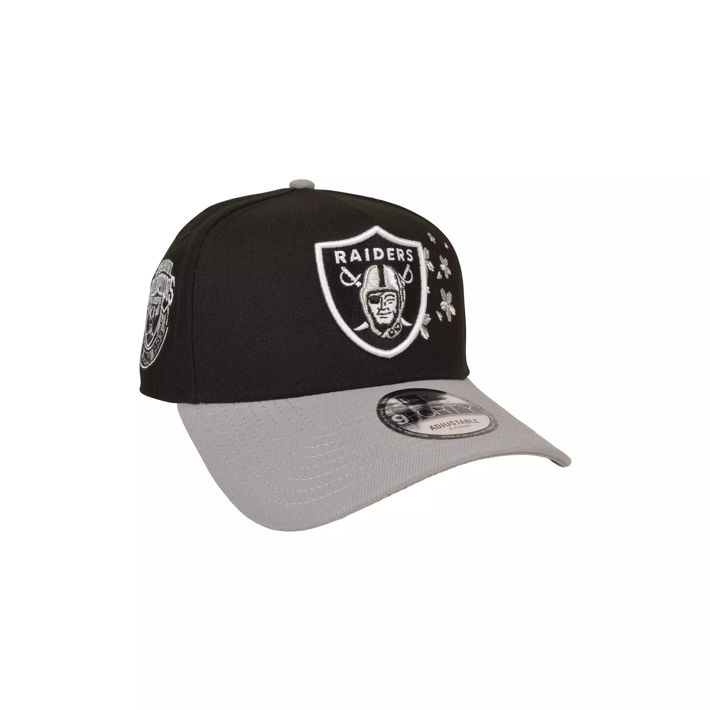 New Era Las Vegas Raiders 9FORTY A-Frame Cherry Blossom Snapback Hat-Black/Grey - BLACK/GREY