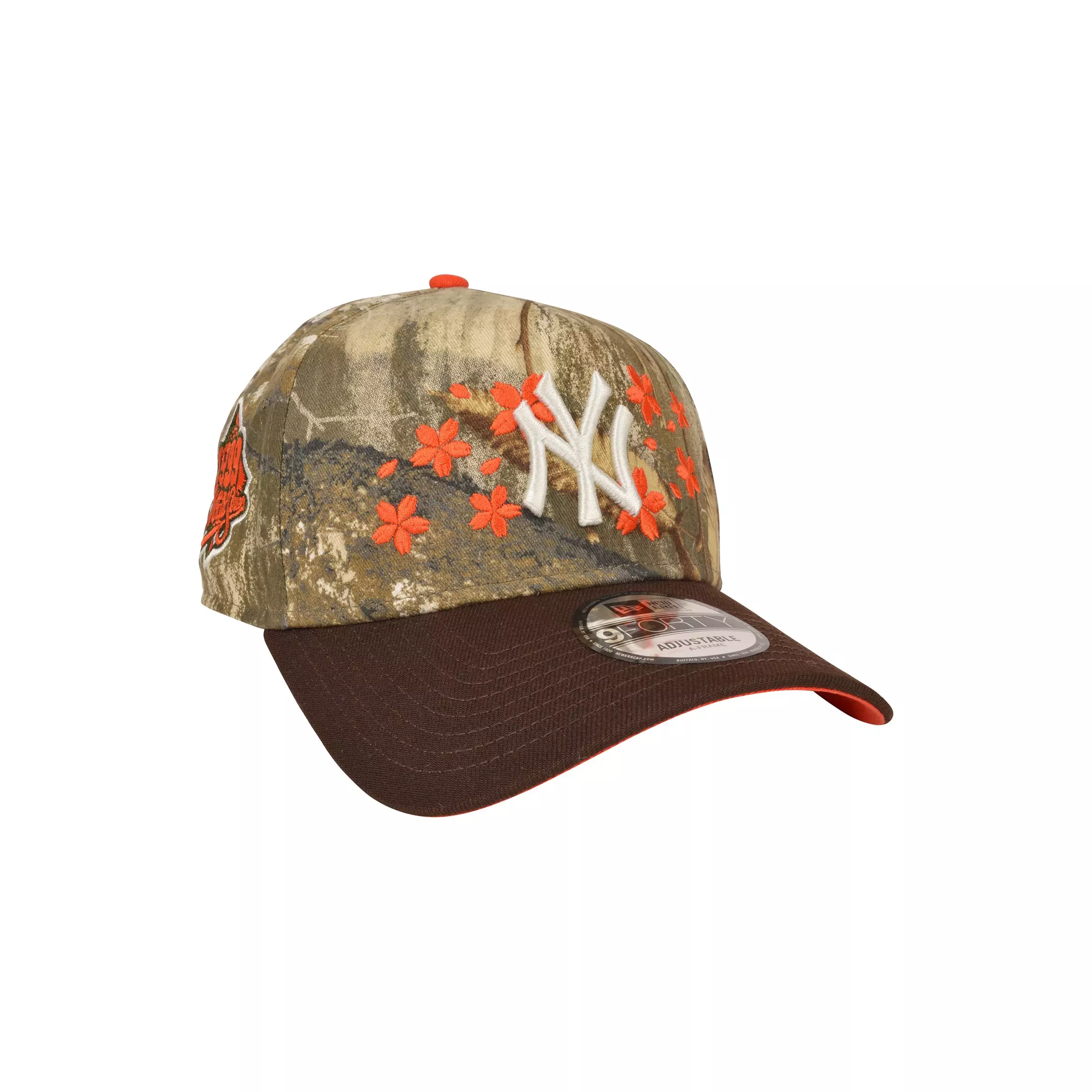 New Era New York Yankees 9FORTY A-Frame Cherry Blossom Snapback Hat - Black/Orange - BLACK/ORANGE