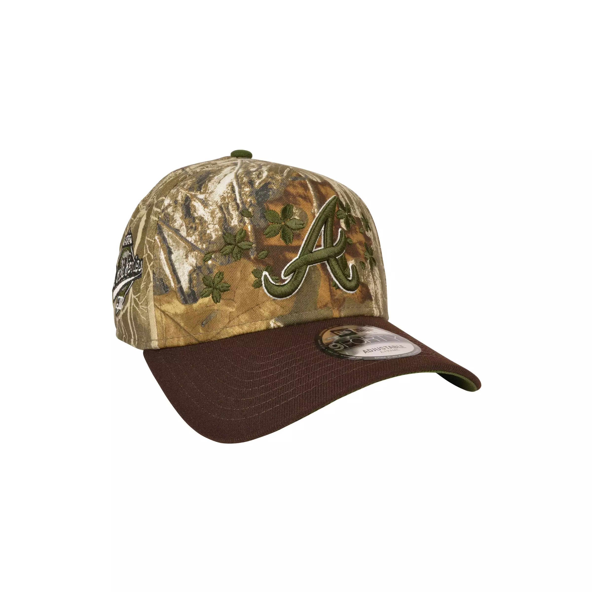 New Era Atlanta Braves 9FORTY A-Frame Cherry Blossom Snapback Hat - Black/Green - BLACK/GREEN