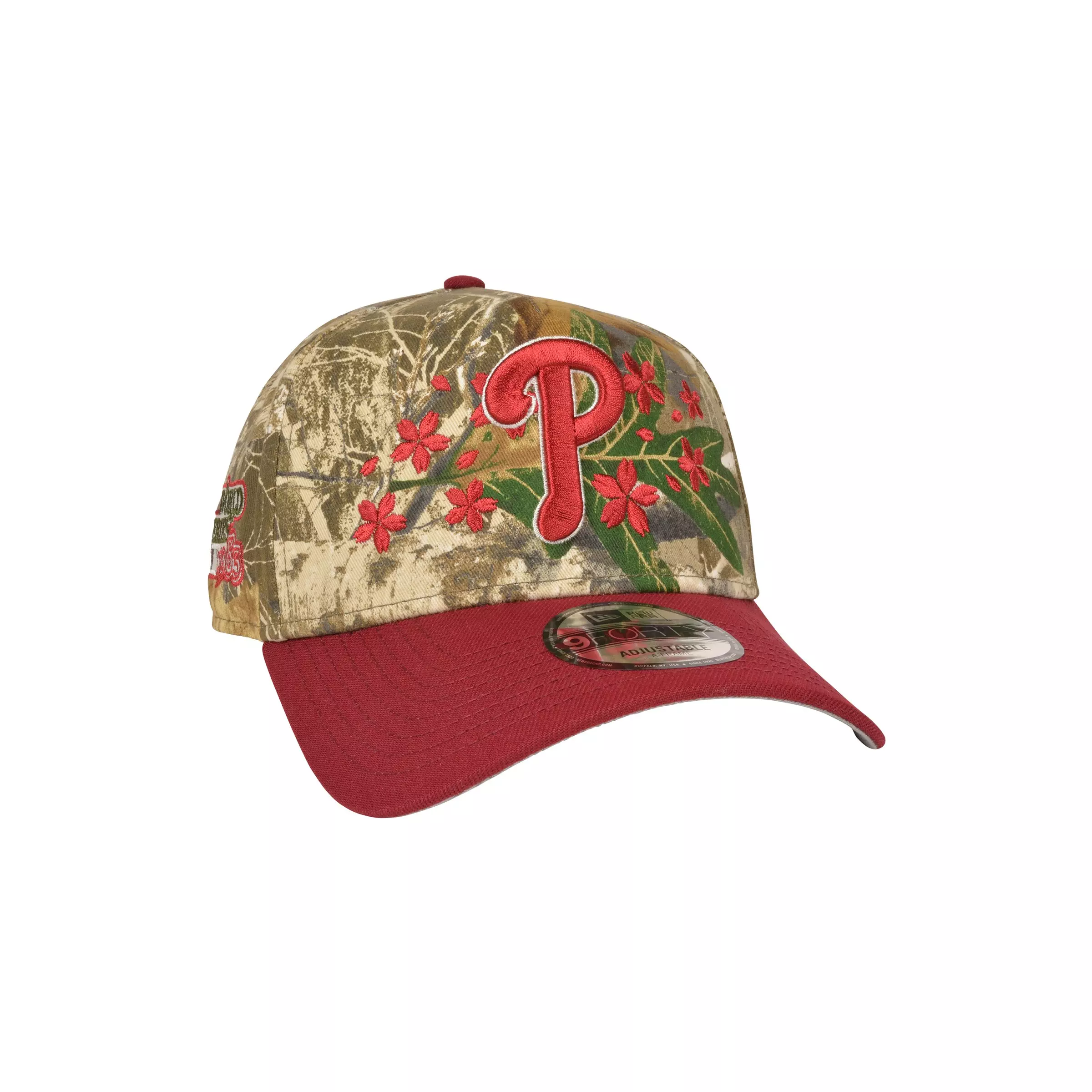 New Era Philadelphia Phillies 9FORTY A-Frame Cherry Blossom Snapback Hat-Maroon - MAROON