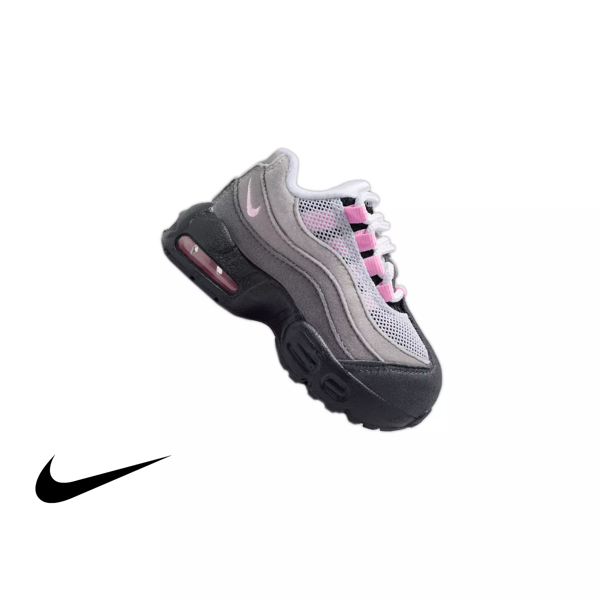 Nike Air Max 95 Big Bubble "Pink Foam" Toddler Kids' Shoe - BLACK/PINK FOAM/MEDIUM GREY