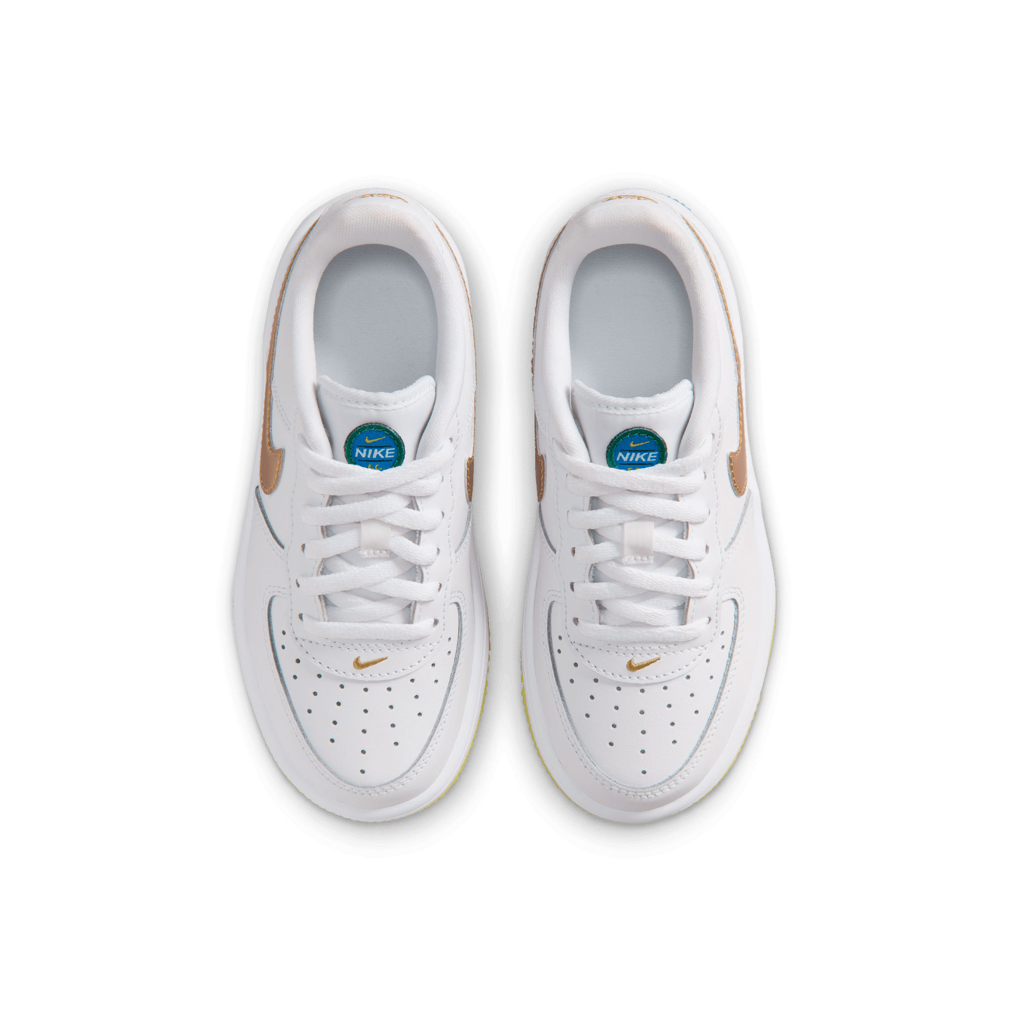 Nike Air Force 1 Low "White/Metallic Gold/Soar/Sonic Yellow" Preschool Boys' Shoe - WHITE/YELLOW/GREEN Thumbnail View 6