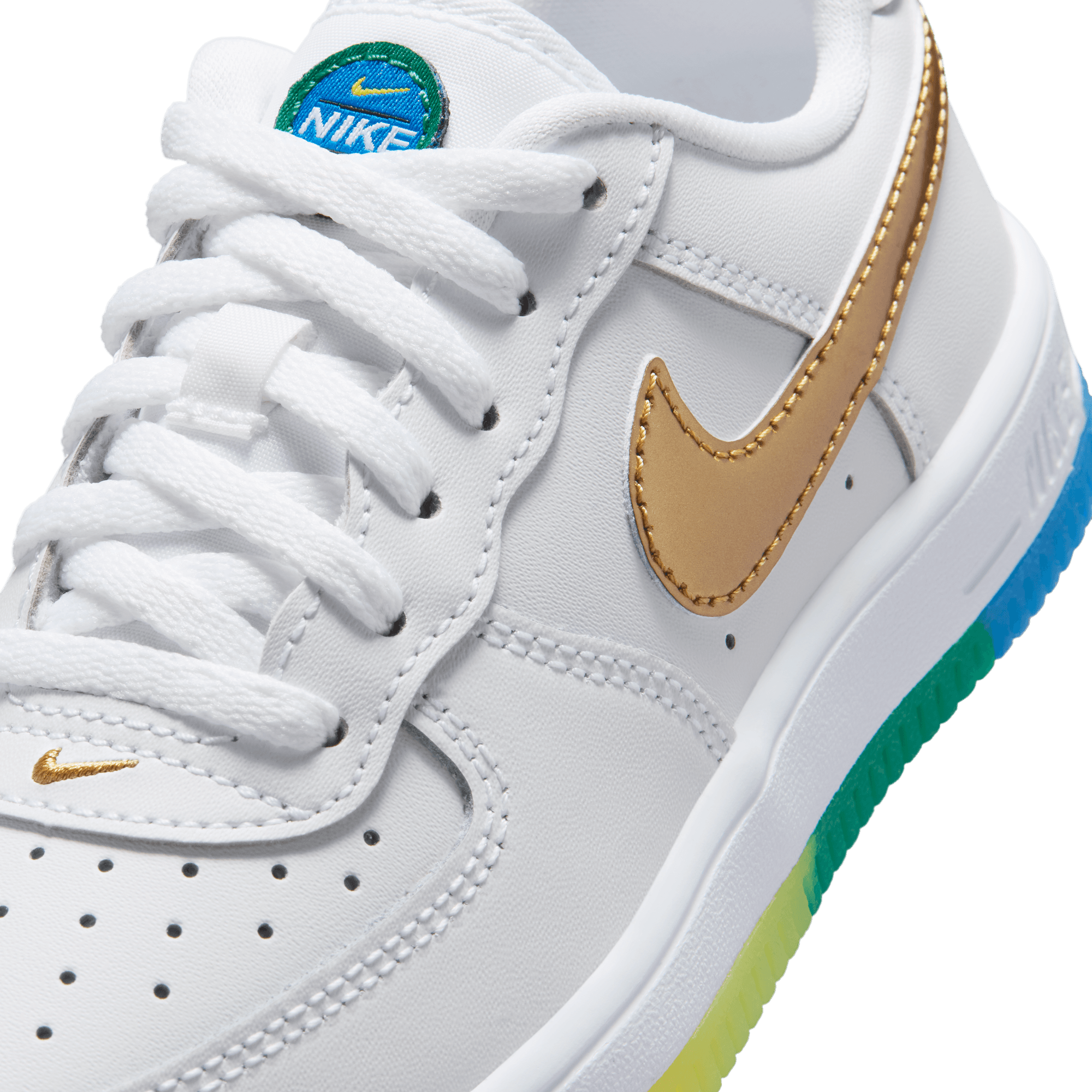Nike Air Force 1 Low "White/Metallic Gold/Soar/Sonic Yellow" Preschool Boys' Shoe - WHITE/YELLOW/GREEN Thumbnail View 9