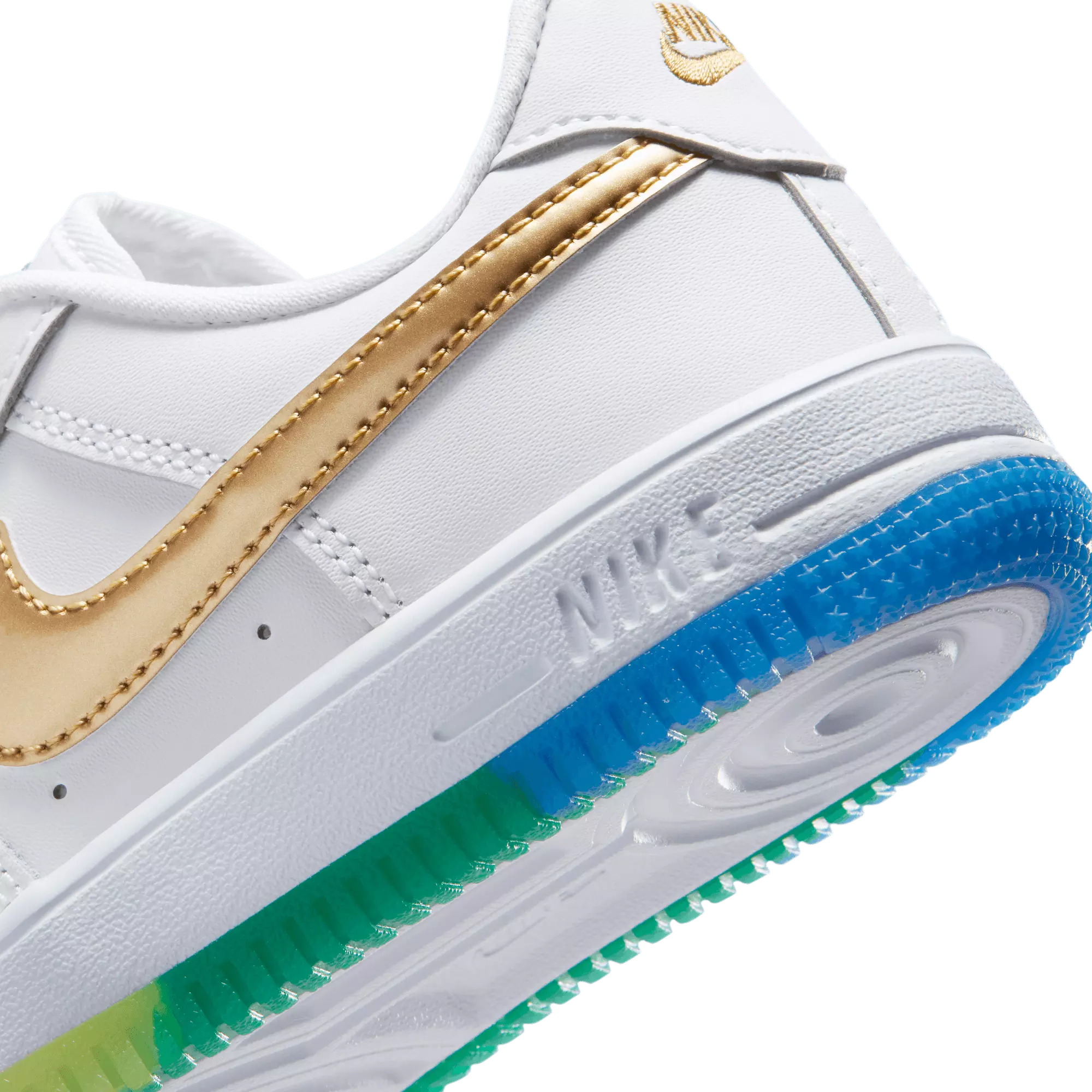 Nike Air Force 1 Low "White/Metallic Gold/Soar/Sonic Yellow" Preschool Boys' Shoe - WHITE/YELLOW/GREEN