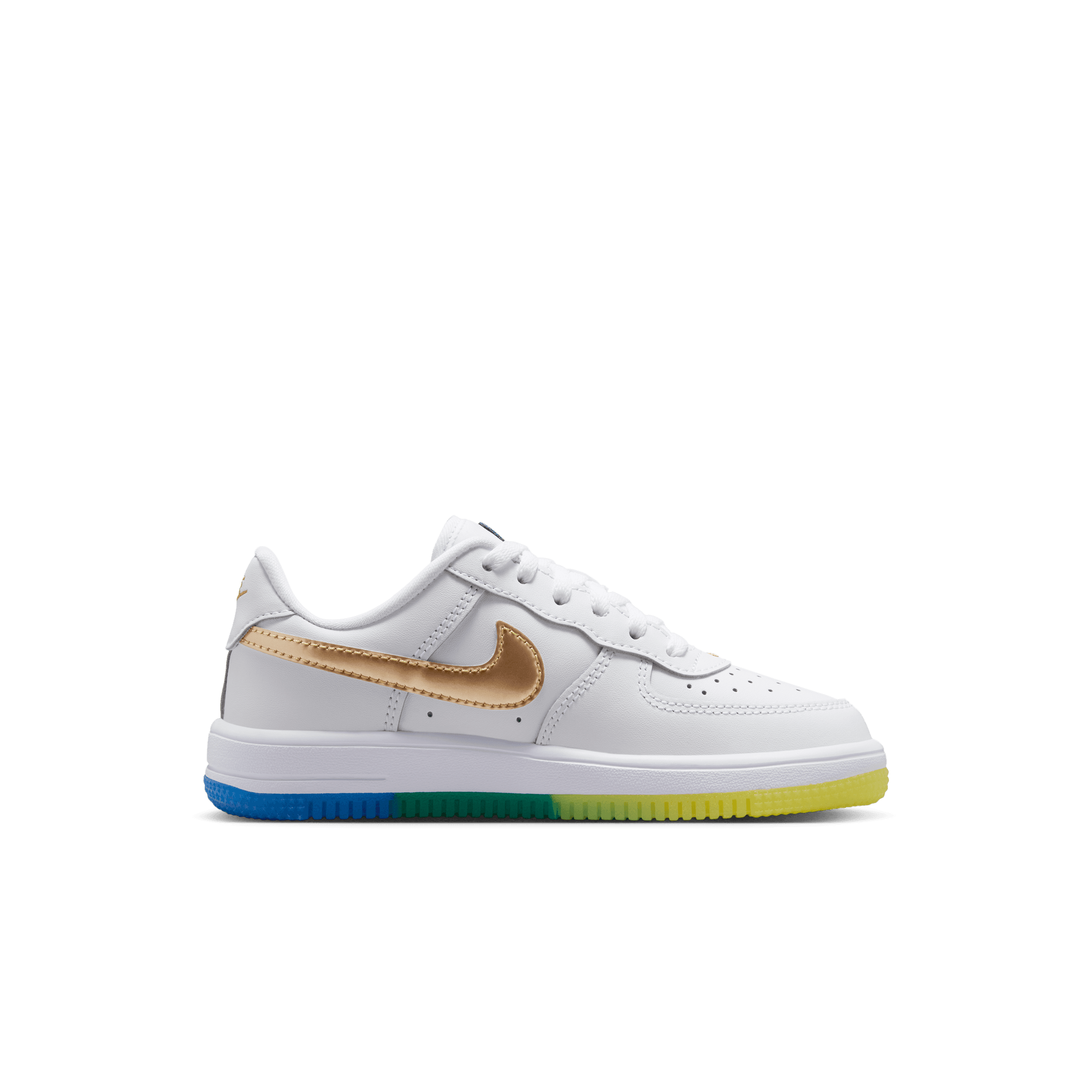 Nike Air Force 1 Low "White/Metallic Gold/Soar/Sonic Yellow" Preschool Boys' Shoe - WHITE/YELLOW/GREEN Thumbnail View 2