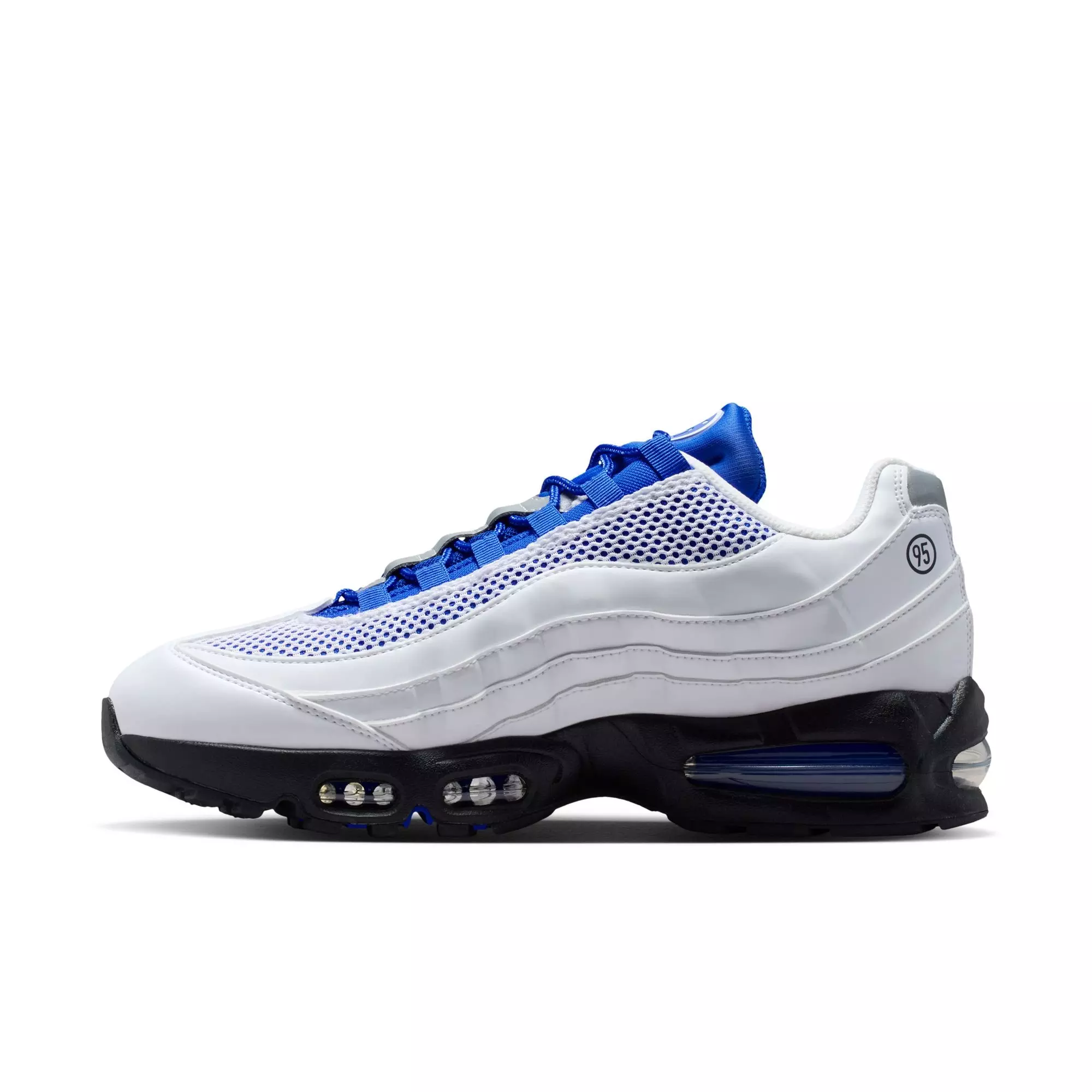 Nike Air Max 95 Big Bubble "White/Racer Blue/Black/Metallic Silver" Men's Shoe - WHITE/BLUE