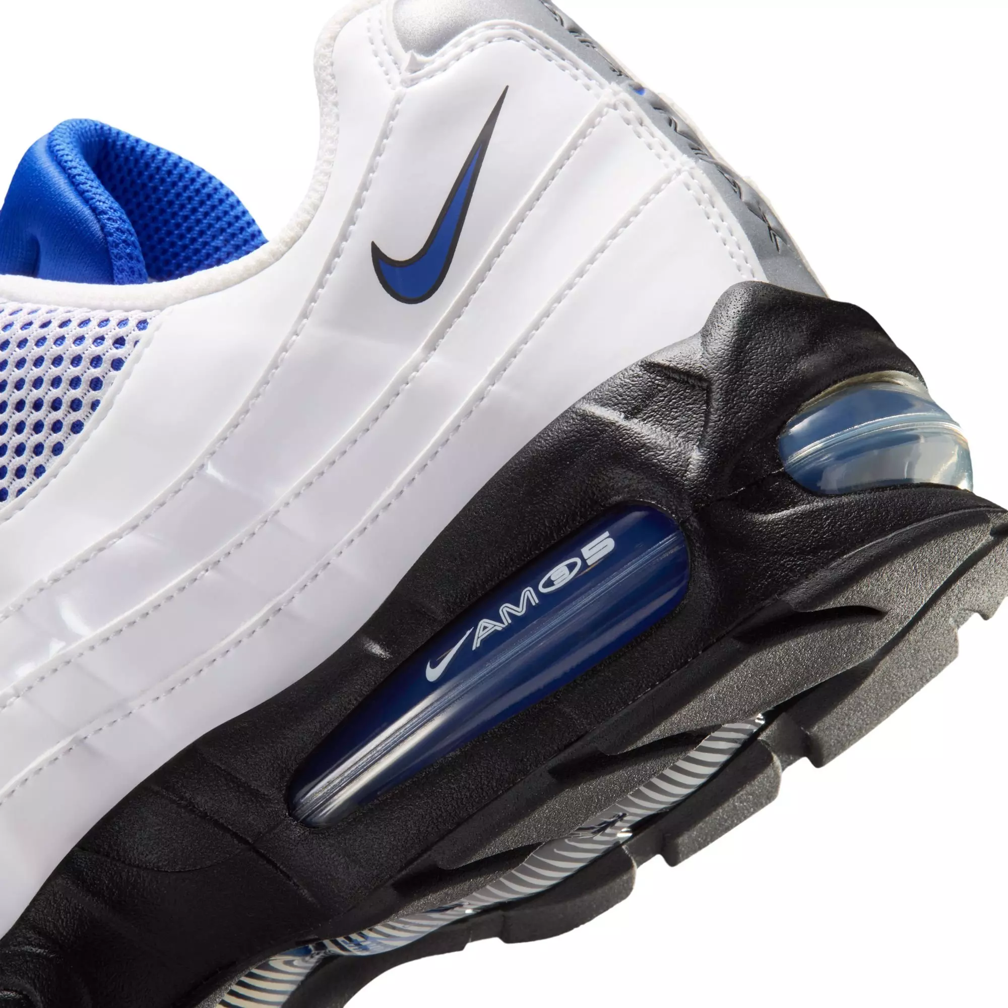 Nike Air Max 95 Big Bubble "White/Racer Blue/Black/Metallic Silver" Men's Shoe - WHITE/BLUE