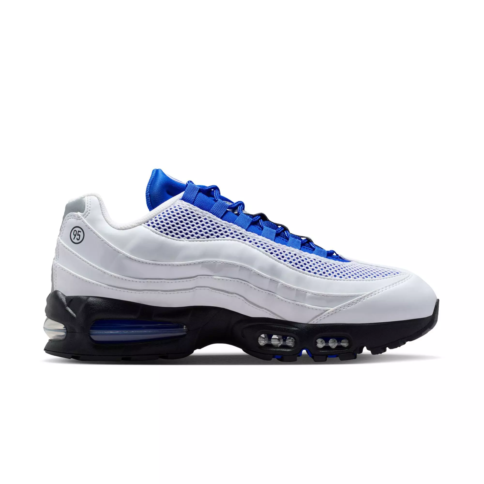 Nike Air Max 95 Big Bubble "White/Racer Blue/Black/Metallic Silver" Men's Shoe - WHITE/BLUE