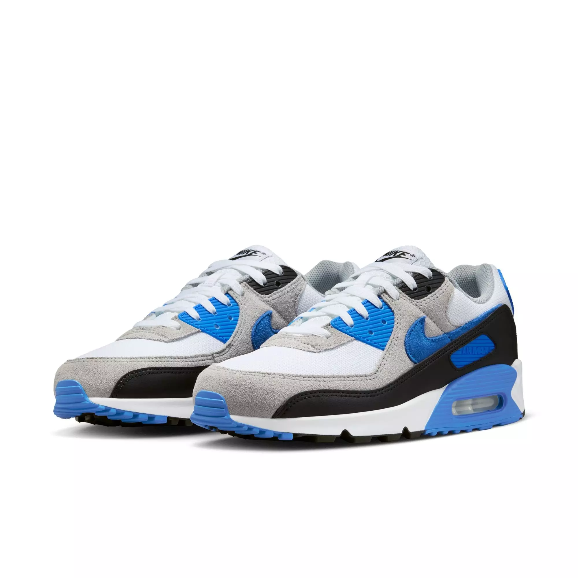 Nike Air Max 90 "White/Blue Crystal/Lt Smoke Grey/Black" Men's Shoe - WHITE/BLUE