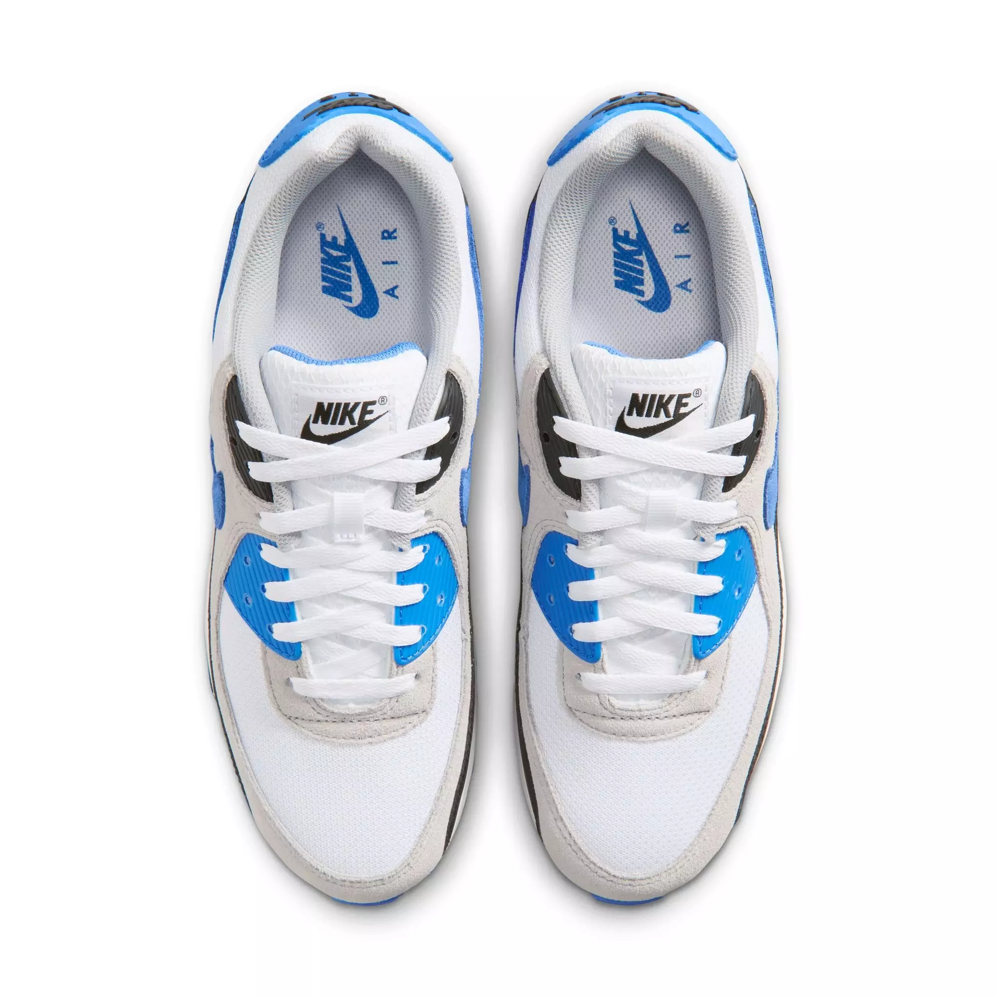 Nike Air Max 90 "White/Blue Crystal/Lt Smoke Grey/Black" Men's Shoe - WHITE/BLUE