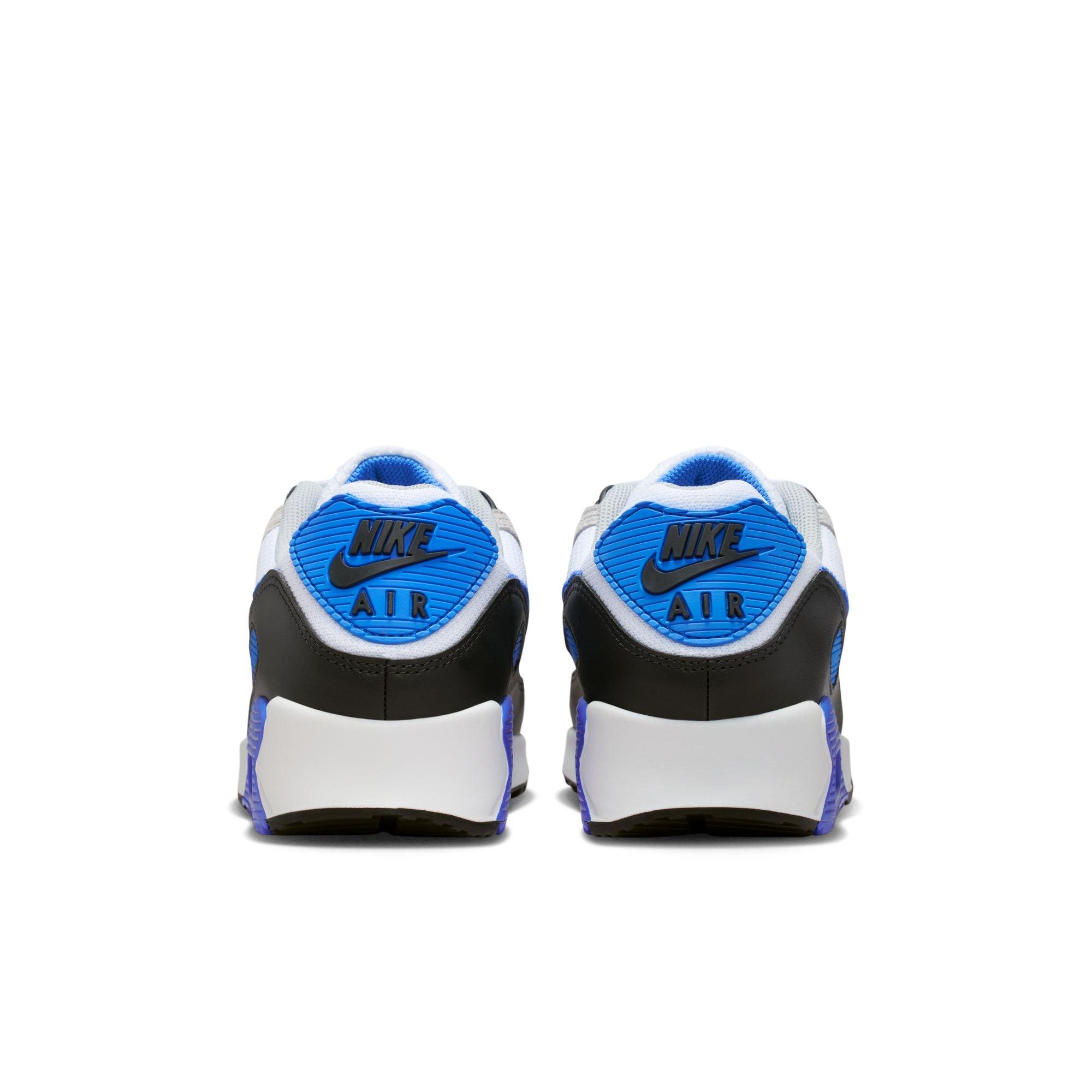 Nike Air Max 90 "White/Blue Crystal/Lt Smoke Grey/Black" Men's Shoe - WHITE/BLUE Thumbnail View 7