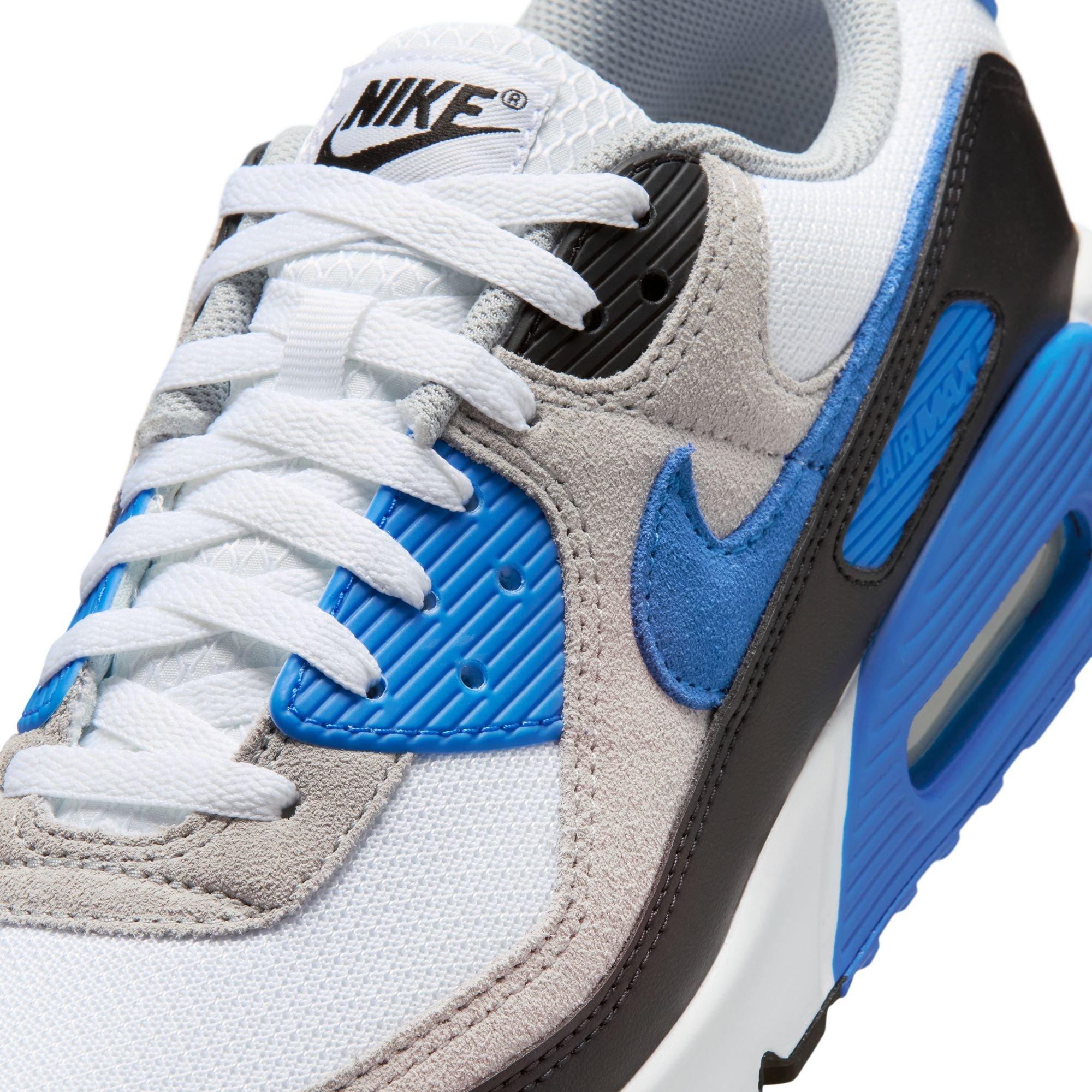 Nike Air Max 90 "White/Blue Crystal/Lt Smoke Grey/Black" Men's Shoe - WHITE/BLUE Thumbnail View 10