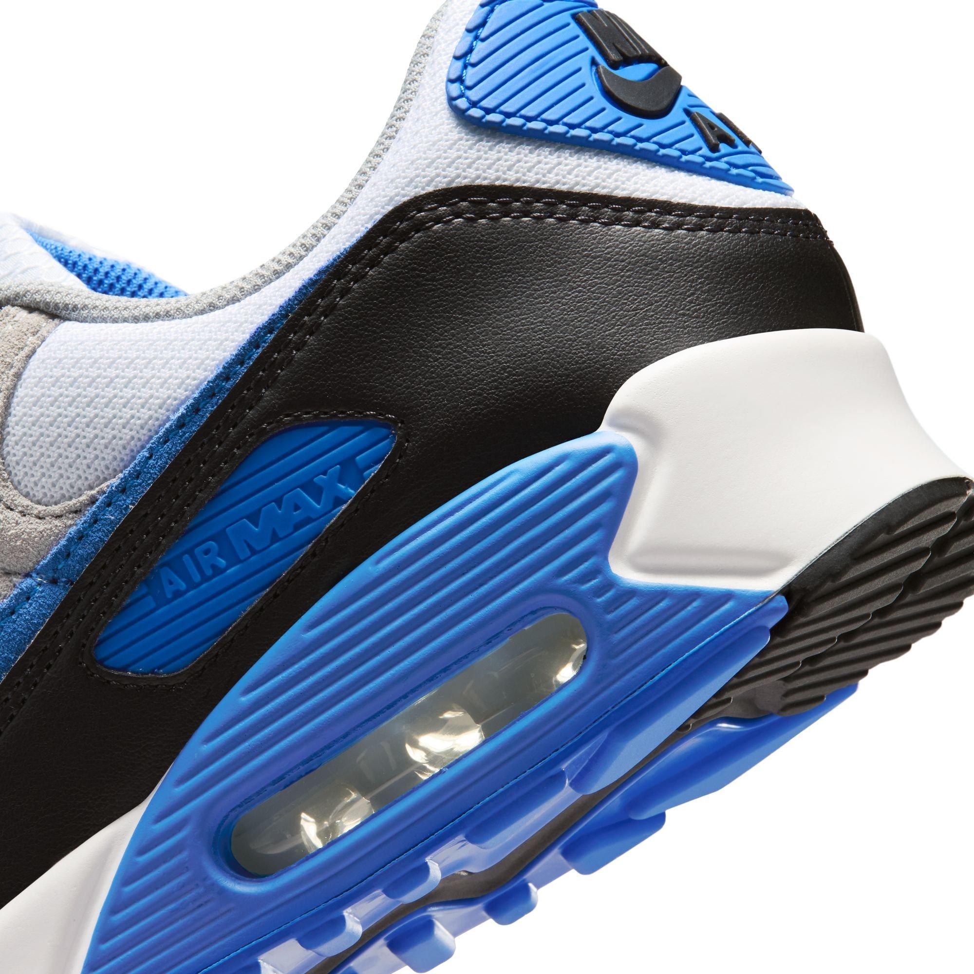 Nike Air Max 90 "White/Blue Crystal/Lt Smoke Grey/Black" Men's Shoe - WHITE/BLUE Thumbnail View 11