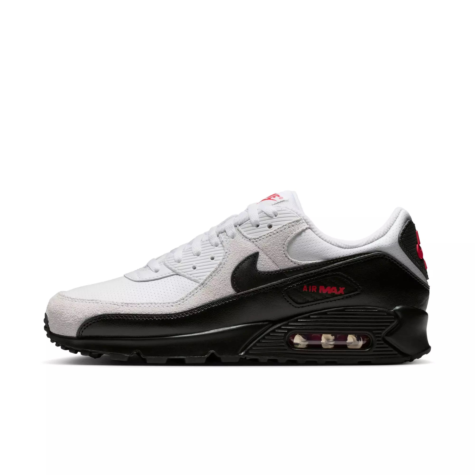 Nike Air Max 90 "White/Black/University Red" Men's Shoe - WHITE/BLACK/RED