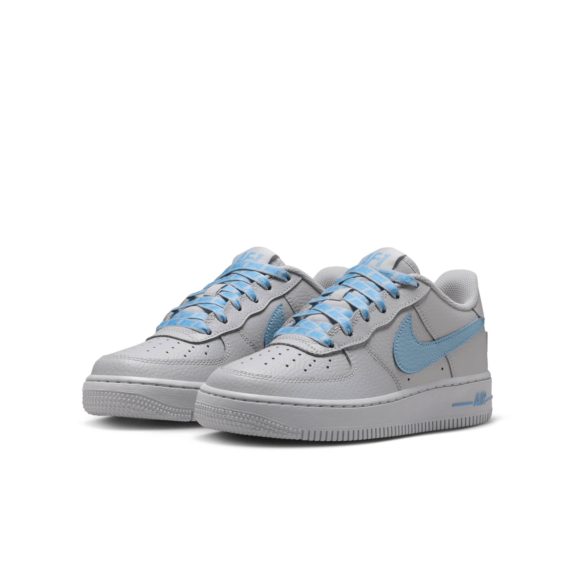 Nike Air Force 1 Low "Wolf Grey/Work Blue" Grade School Boys' Shoe - GREY/BLUE Thumbnail View 5