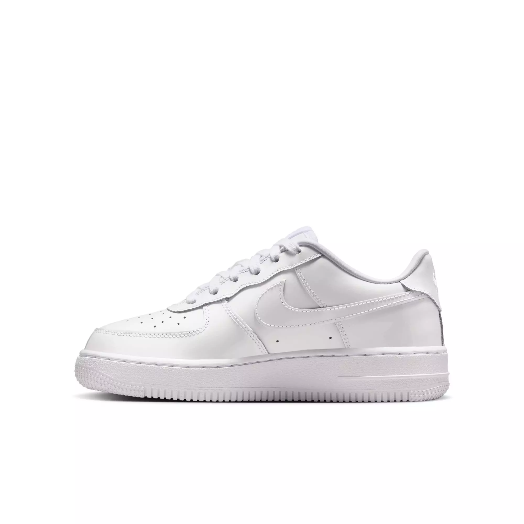 Nike Air Force 1 "White Patent" Grade School Boys' Shoe - WHITE