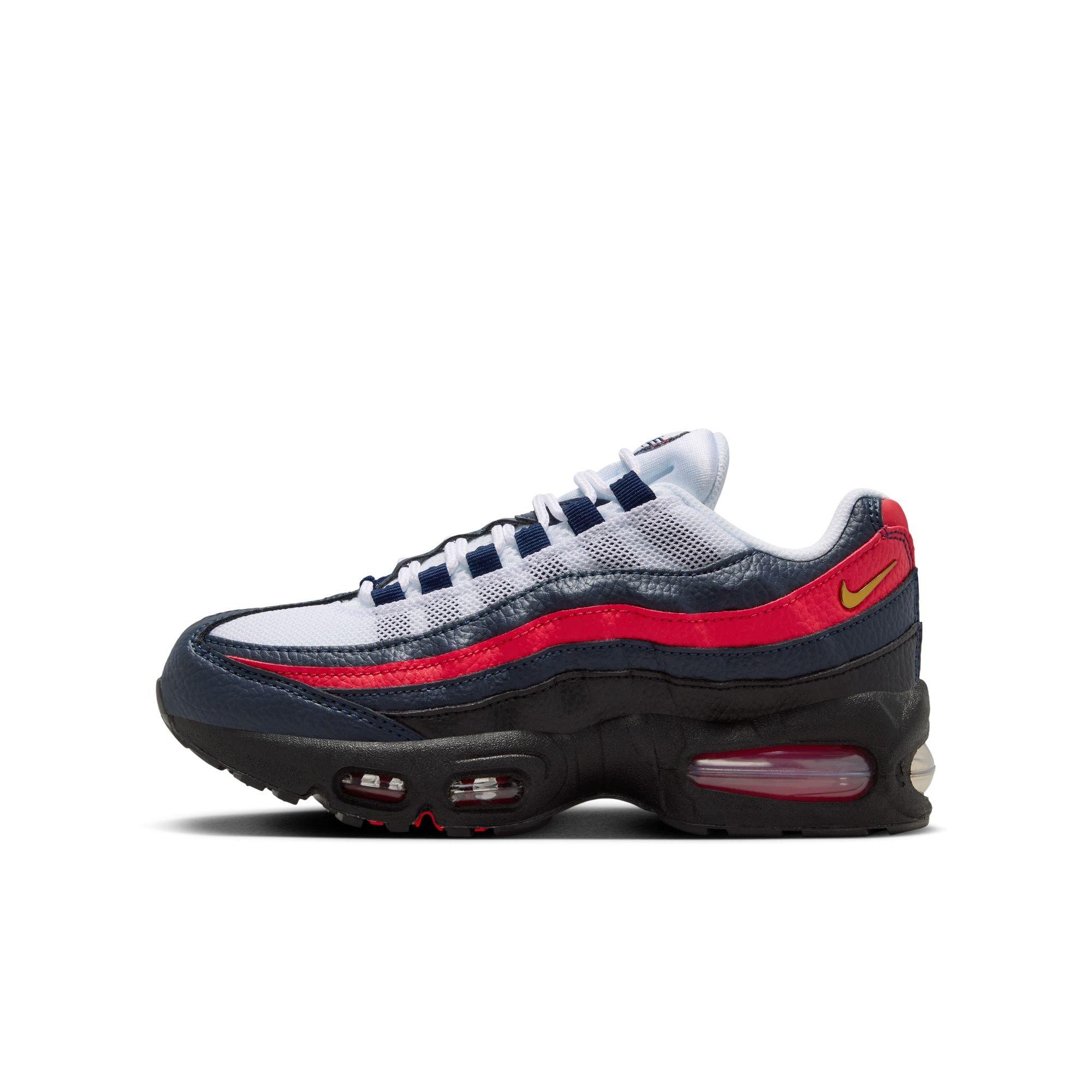 Nike Air Max 95 LTR SE "Big Bubble" Grade School Kids' Shoe - OBSIDIAN/METALLIC GOLD/CHALLENGE RED Thumbnail View 7