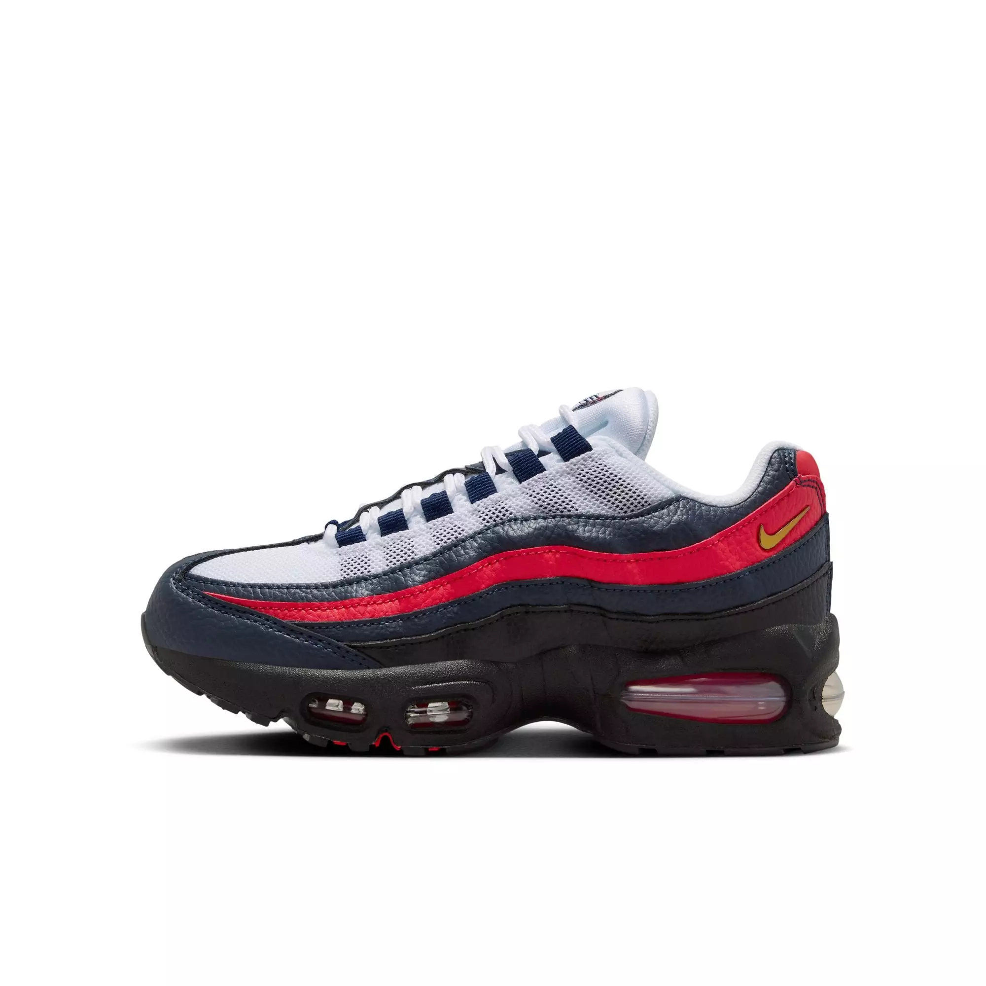 Nike Air Max 95 LTR SE "Big Bubble" Grade School Kids' Shoe - OBSIDIAN/METALLIC GOLD/CHALLENGE RED