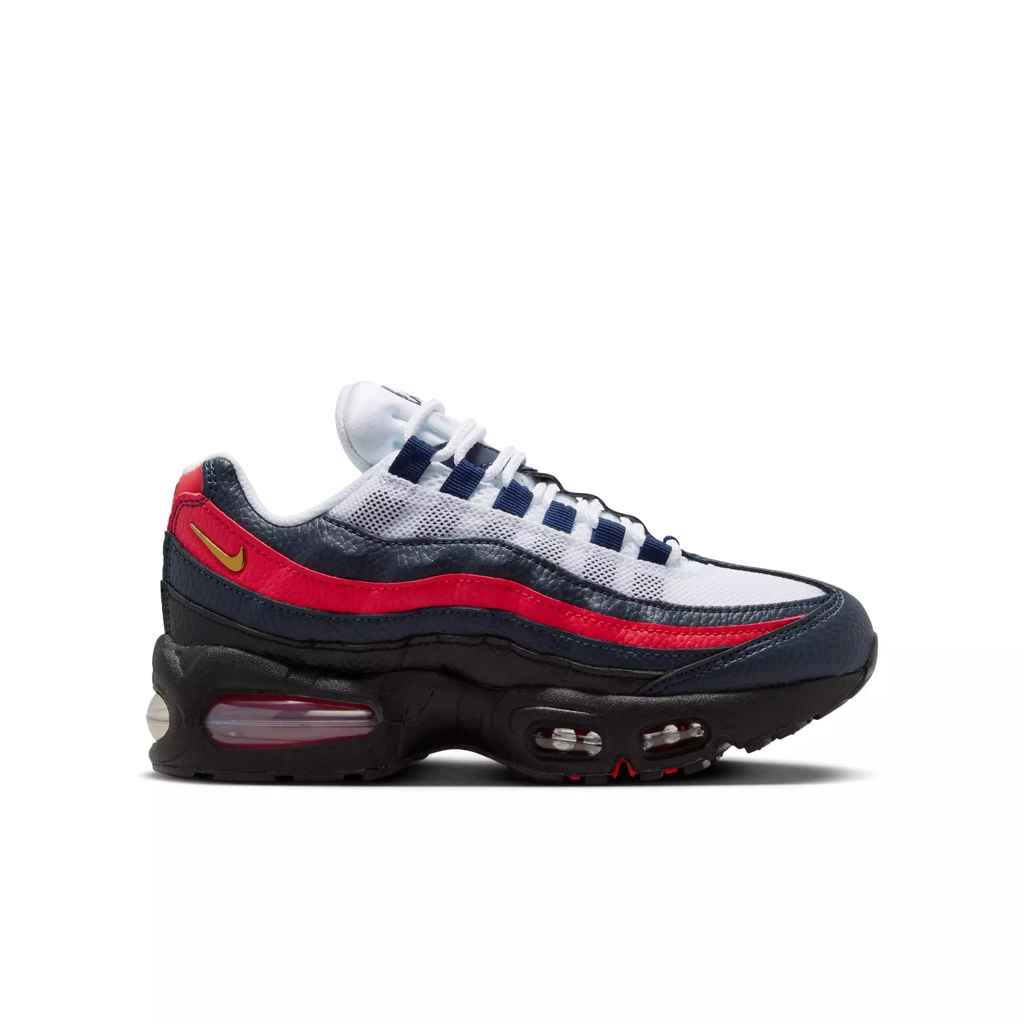 Nike Air Max 95 LTR SE "Big Bubble" Grade School Kids' Shoe - OBSIDIAN/METALLIC GOLD/CHALLENGE RED