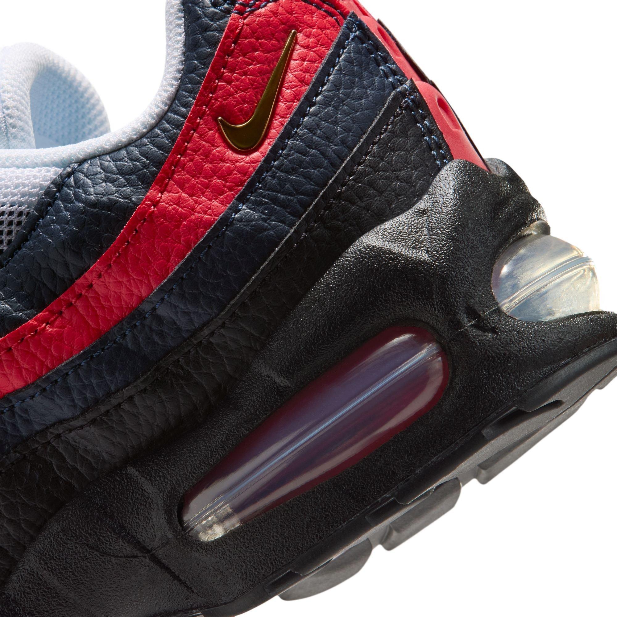 Nike Air Max 95 LTR SE "Big Bubble" Grade School Kids' Shoe - OBSIDIAN/METALLIC GOLD/CHALLENGE RED Thumbnail View 6