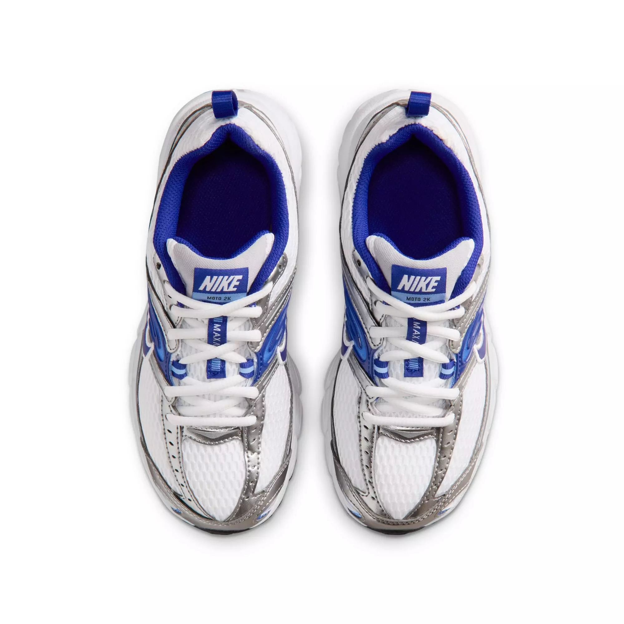 Nike Air Max Moto 2K "White/Concord/Wolf Grey/Royal Pulse" Grade School Boys' Shoe - GREY/BLUE