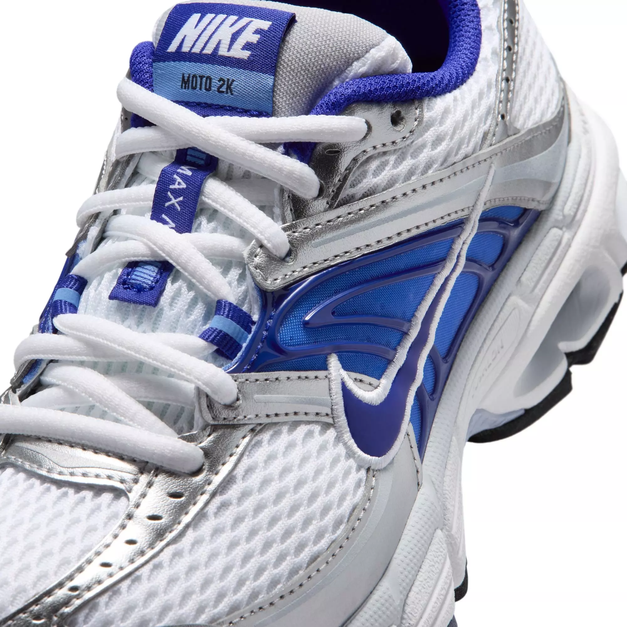 Nike Air Max Moto 2K "White/Concord/Wolf Grey/Royal Pulse" Grade School Boys' Shoe - GREY/BLUE