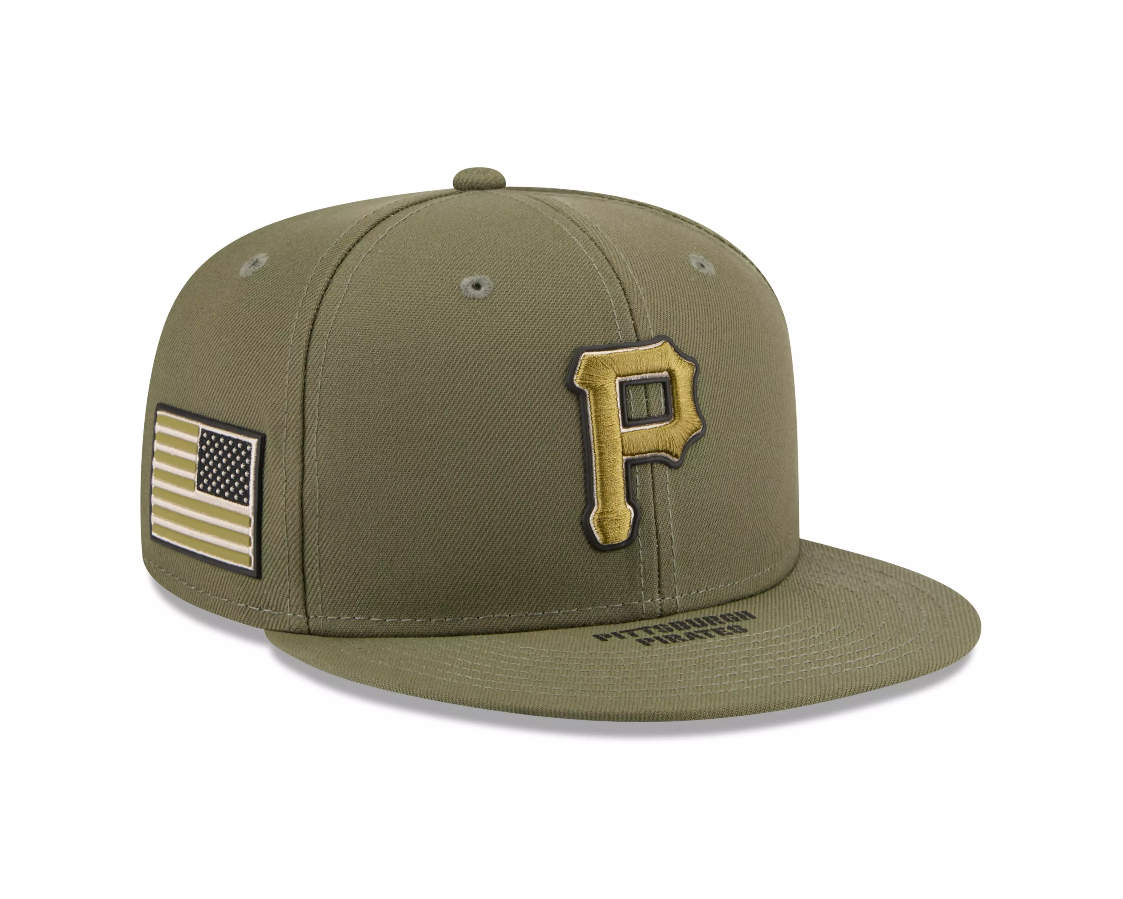 New Era Pittsburgh Pirates 9FIFTY Armed Forces Snapback Hat-Green - GREEN