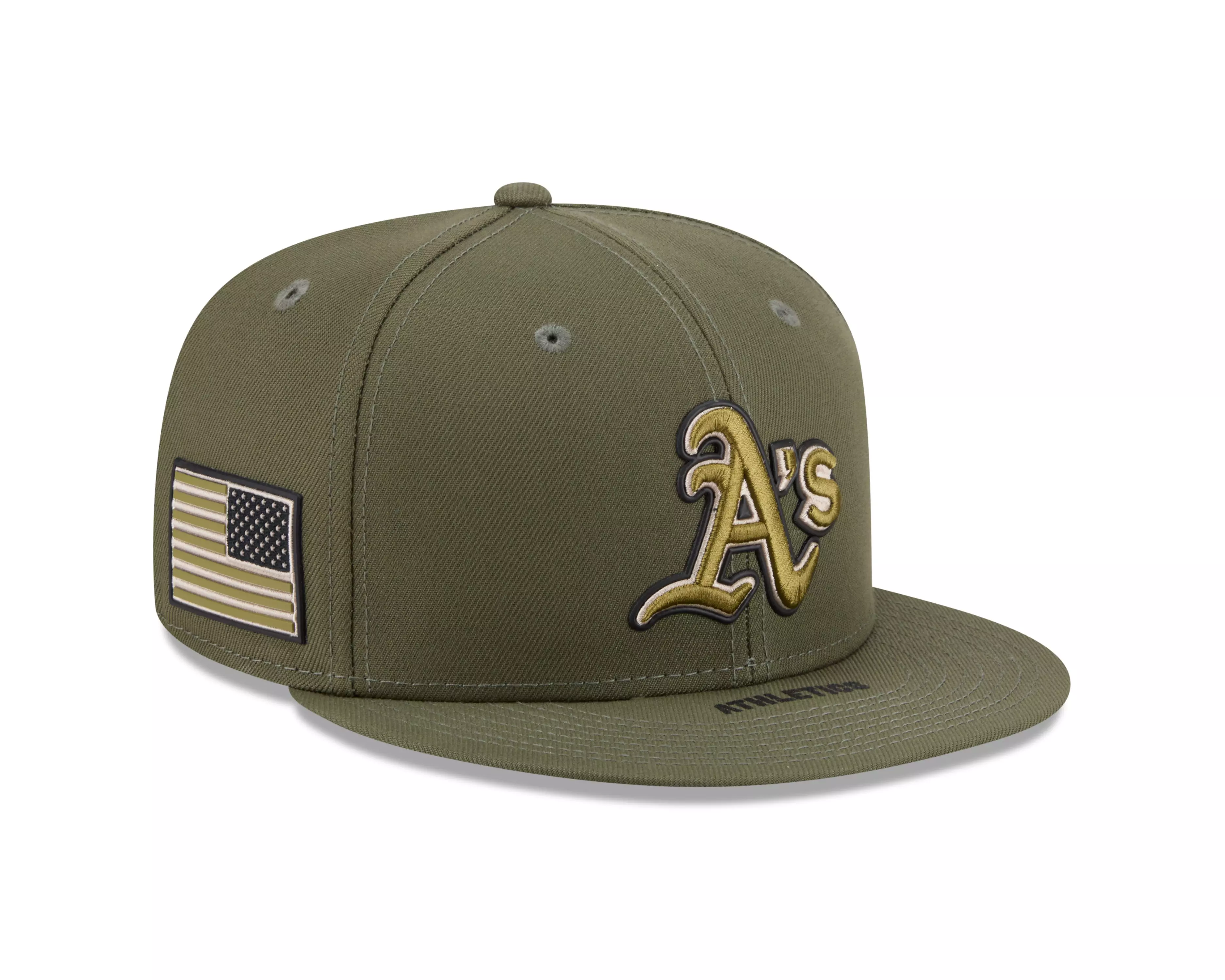 New Era Oakland Athletics 9FIFTY Armed Forces Snapback Hat-Green - GREEN
