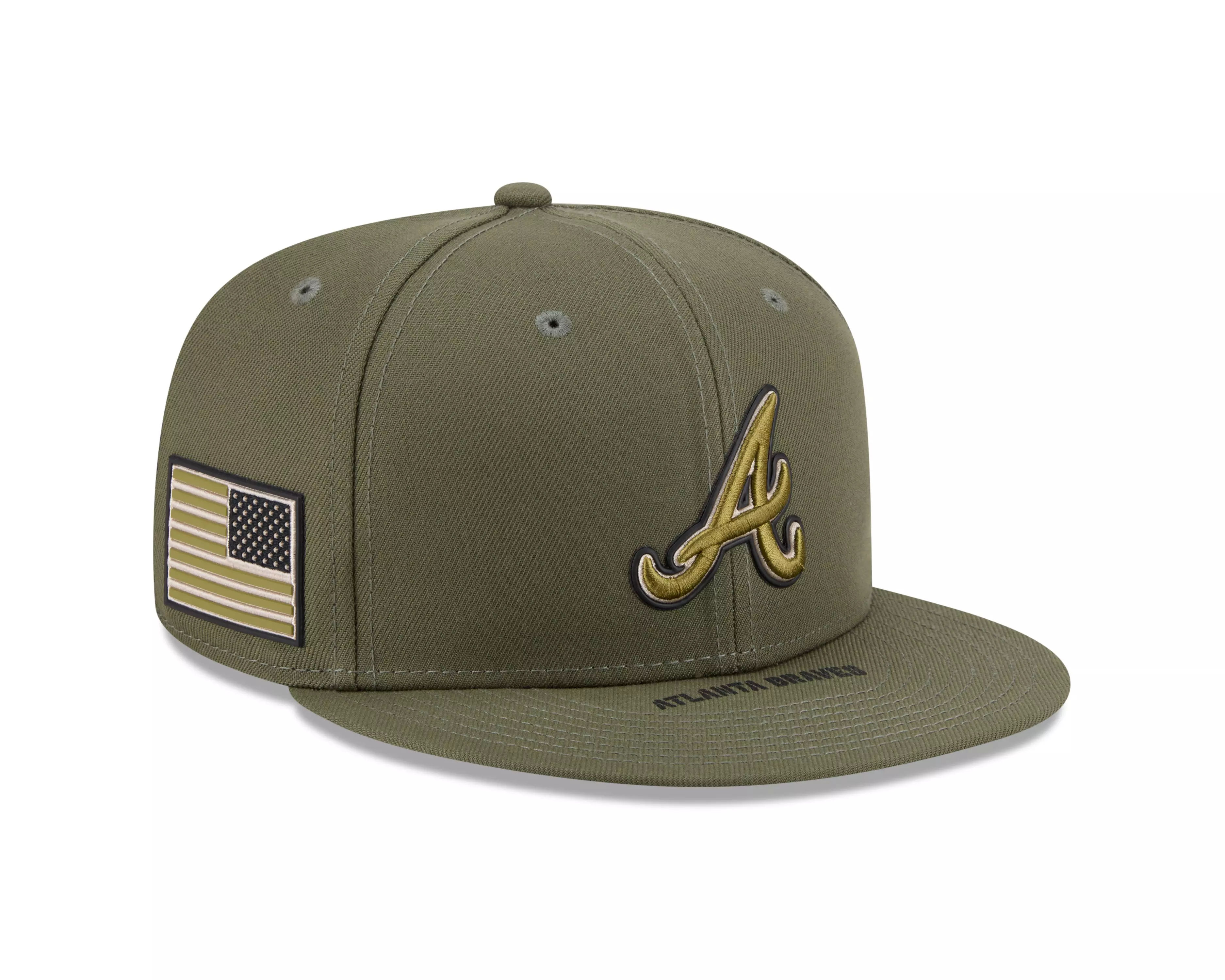 New Era Atlanta Braves 9FIFTY Armed Forces Snapback Hat-Green - GREEN