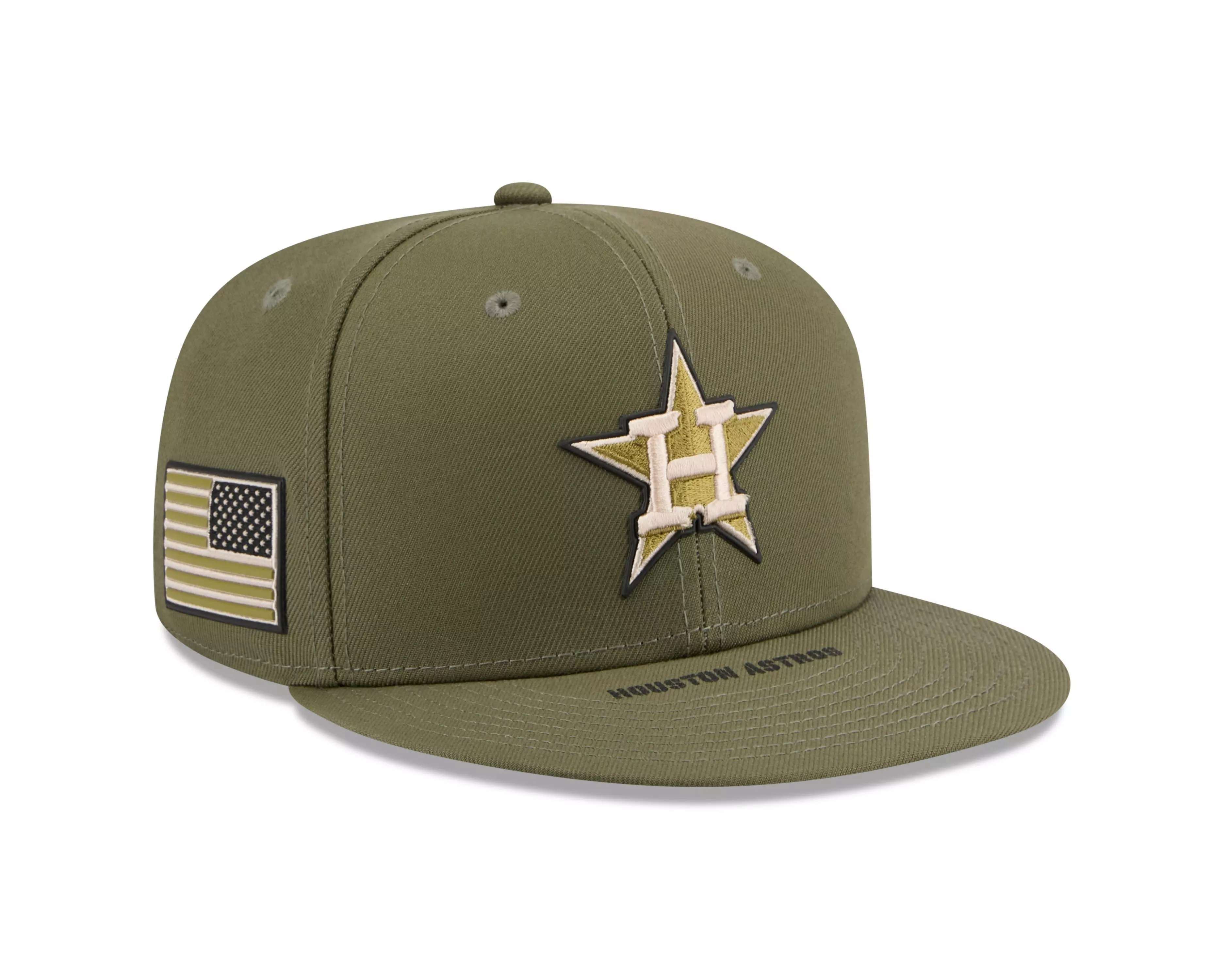 New Era Houston Astros 9FIFTY Armed Forces Snapback Hat-Green - GREEN