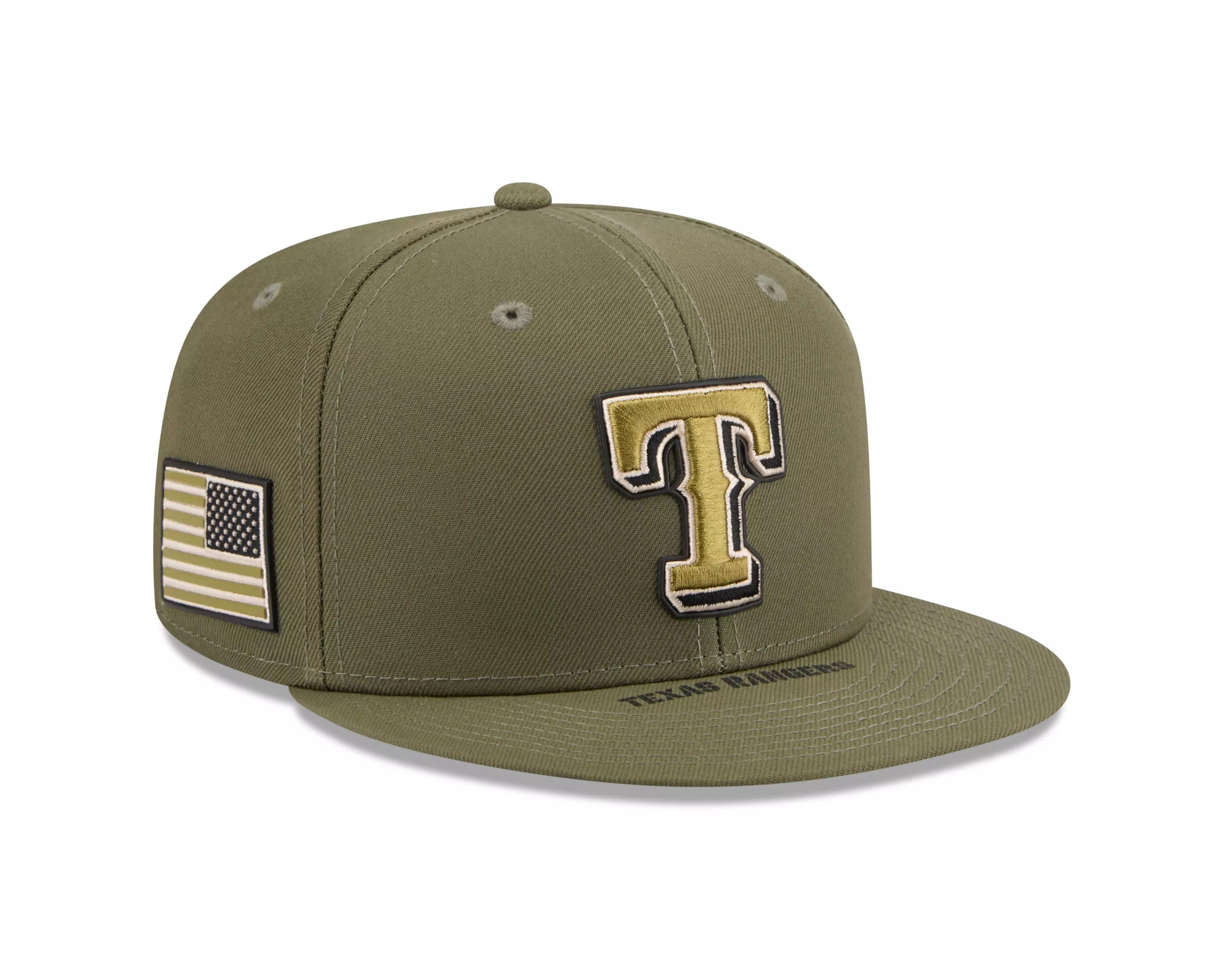 New Era Texas Rangers 9FIFTY Armed Forces Snapback Hat-Green - GREEN